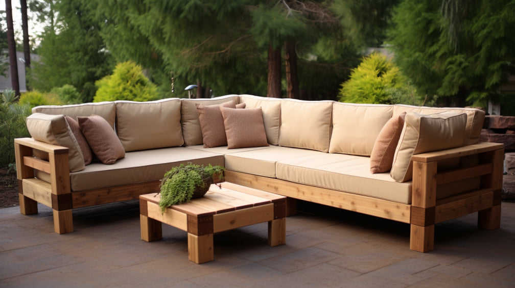 Patio sectional wood sale