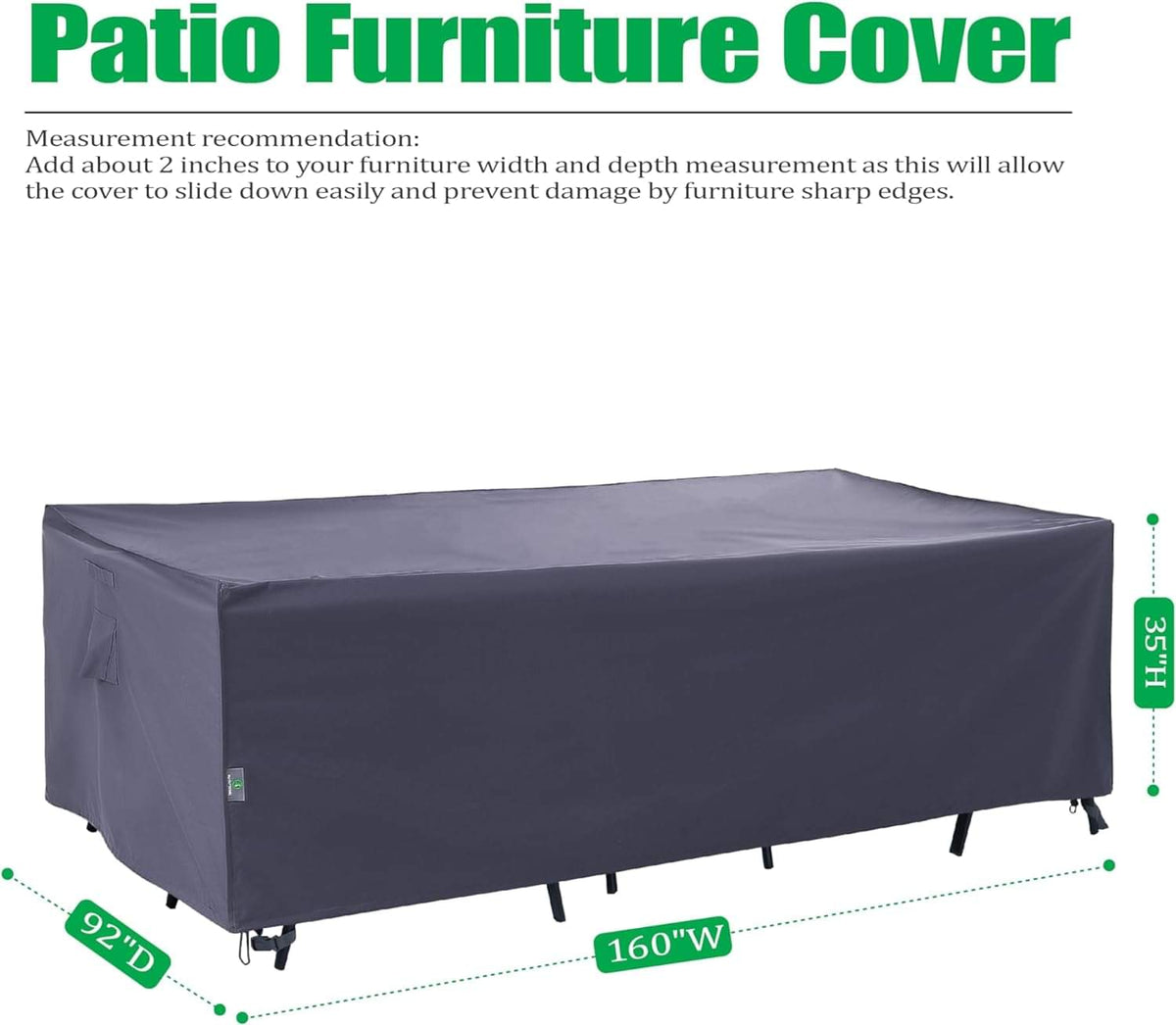 2025 Edition Waterproof Outdoor Patio Rectangular Cover - Grey.