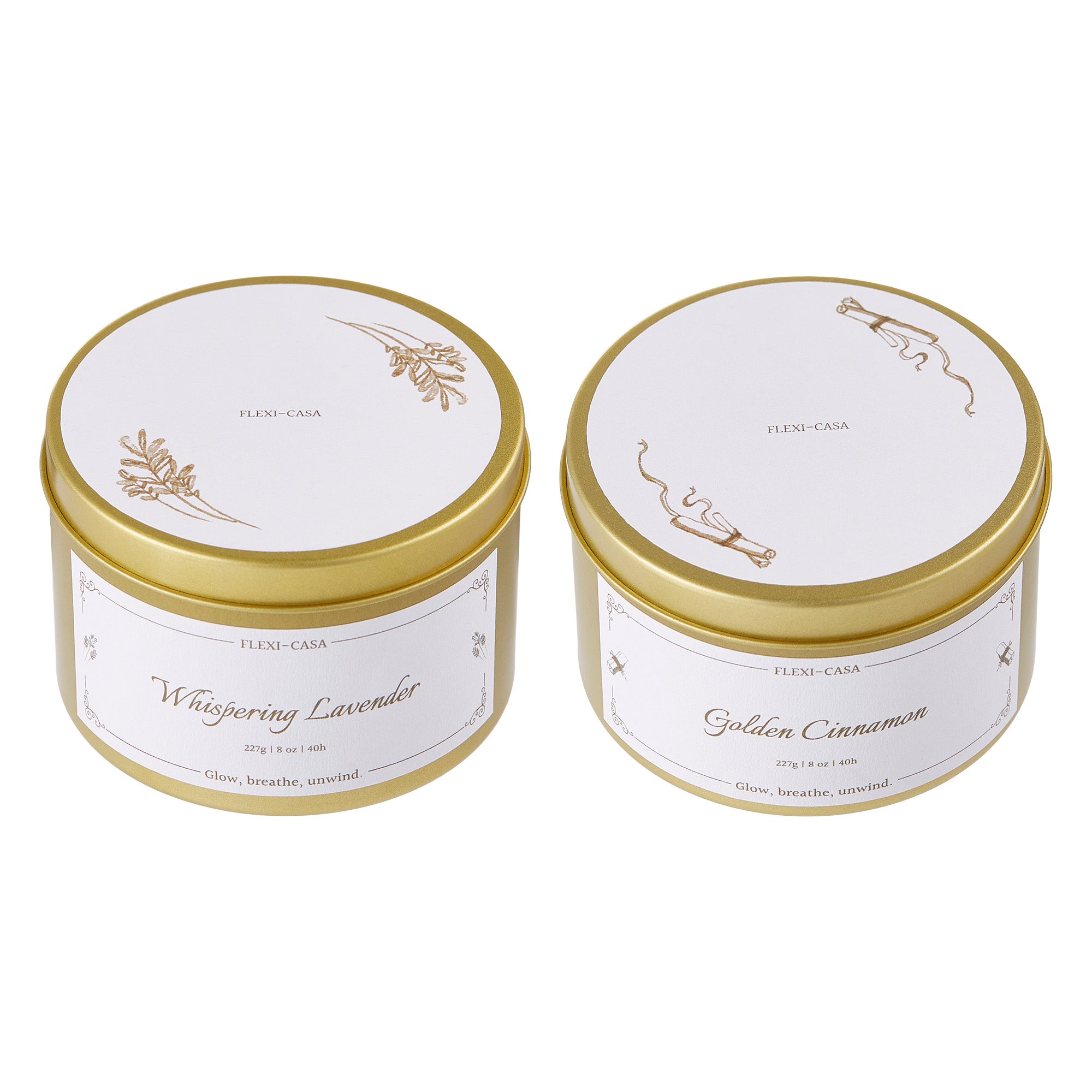 Lavender & Cinnamon Aromatherapy Tin Candle Set β 2 Pack Soy Wax Candles for Relaxation