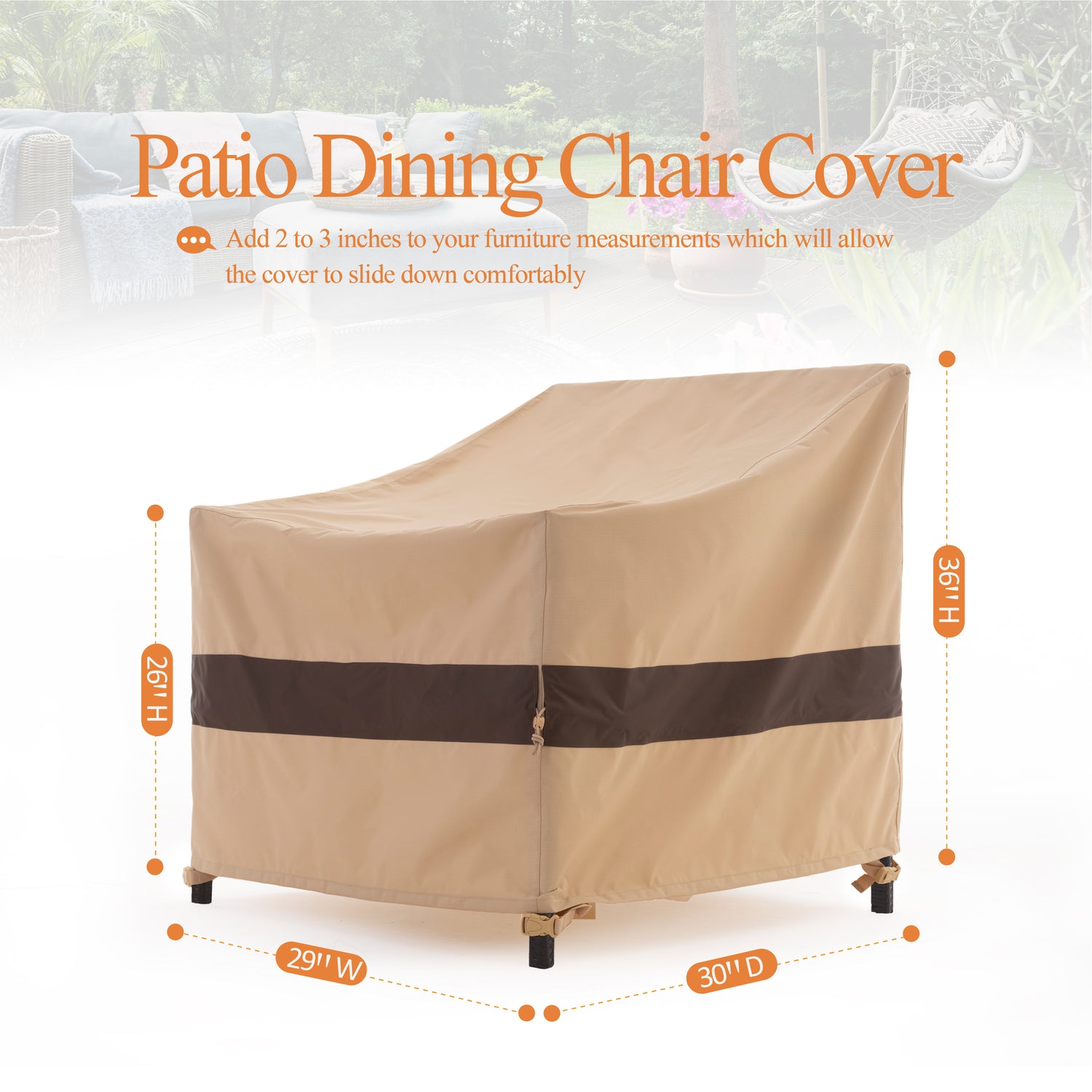 Waterproof Outdoor Patio Chair Covers - Beige+Coffee - 2Packs - Dancing Garden Collection