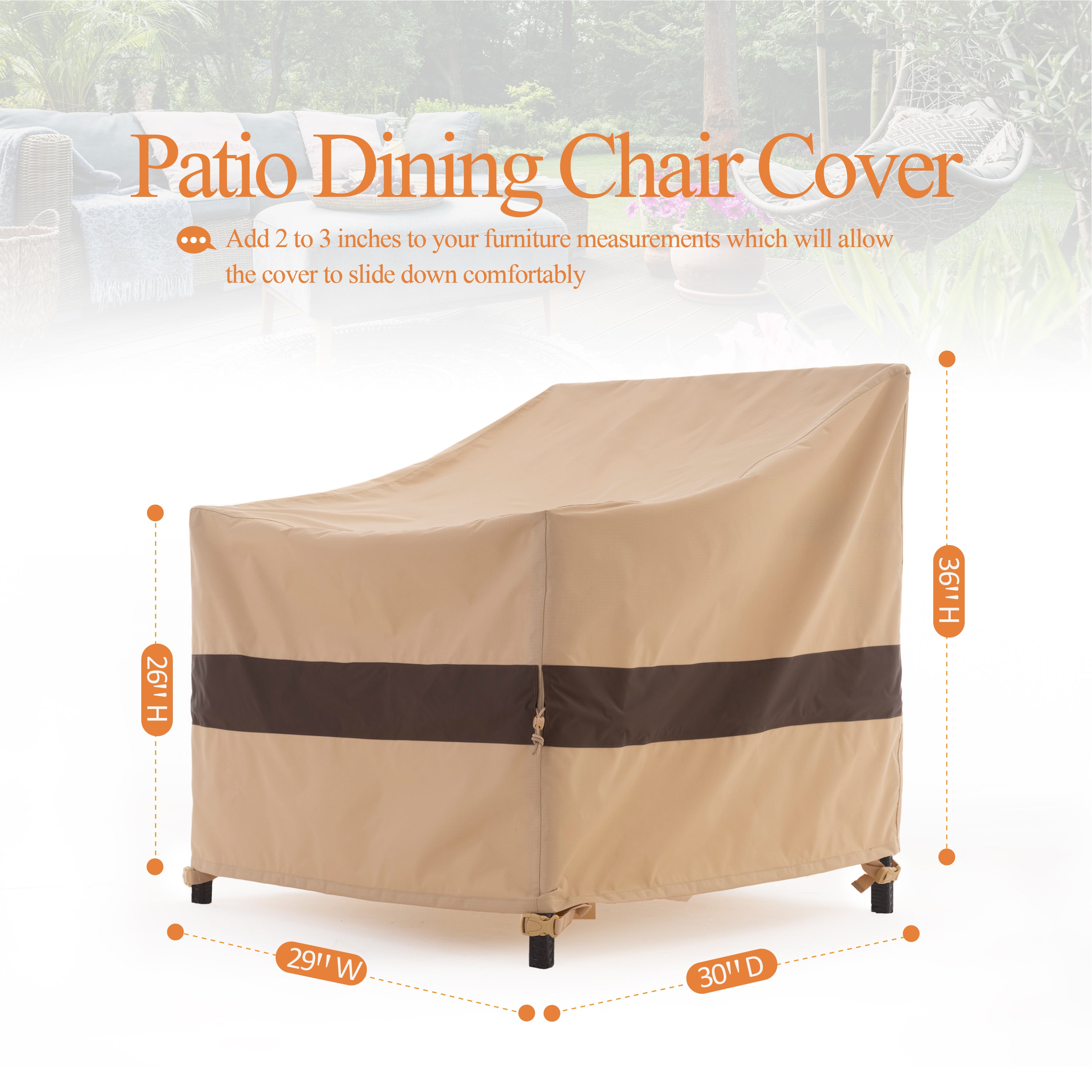 Waterproof Outdoor Patio Chair Covers - Beige+Coffee - 2Packs - Dancing Garden Collection