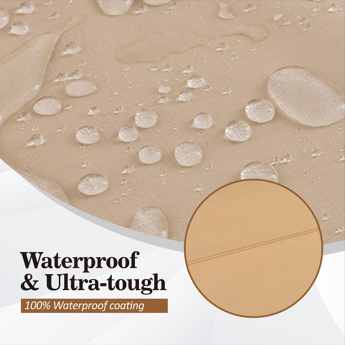 Waterproof Outdoor Patio Round Cover - Beige+Coffee - Dancing Garden Collection.