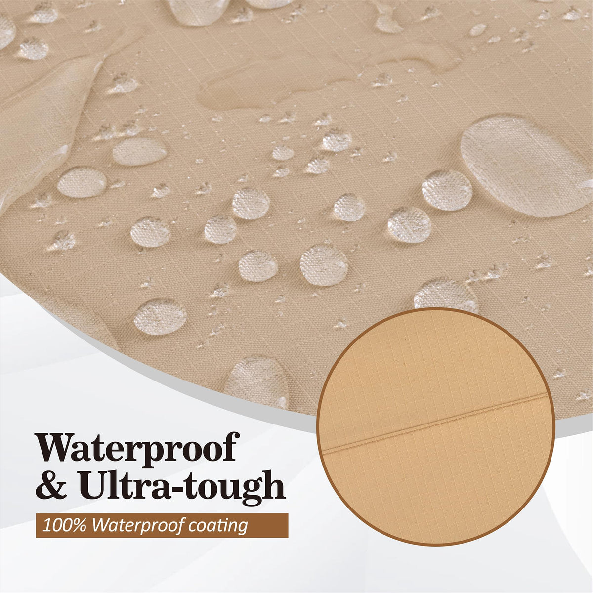 Waterproof Outdoor Patio Round Cover - Beige+Coffee - Dancing Garden Collection.