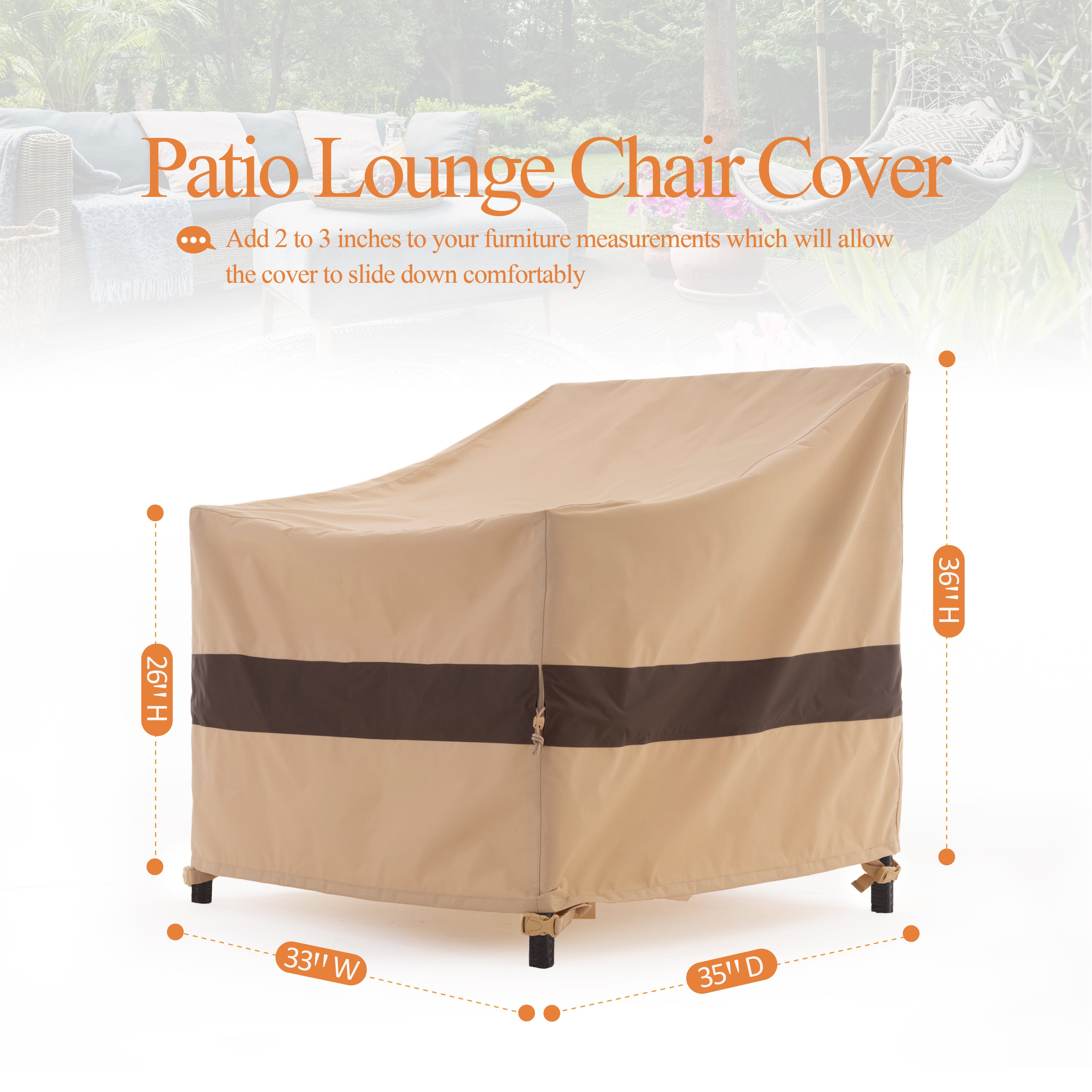 Waterproof Outdoor Patio Chair Covers - Beige+Coffee - 2Packs - Dancing Garden Collection