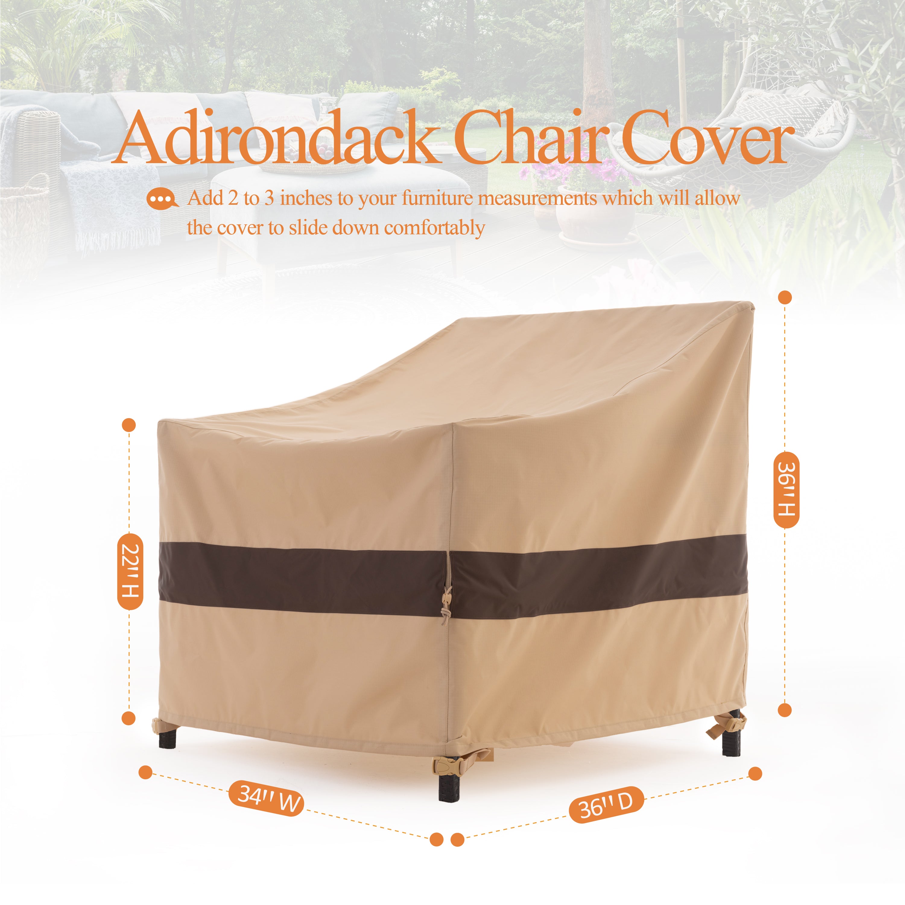 Waterproof Outdoor Patio Chair Covers - Beige+Coffee - 2Packs - Dancing Garden Collection