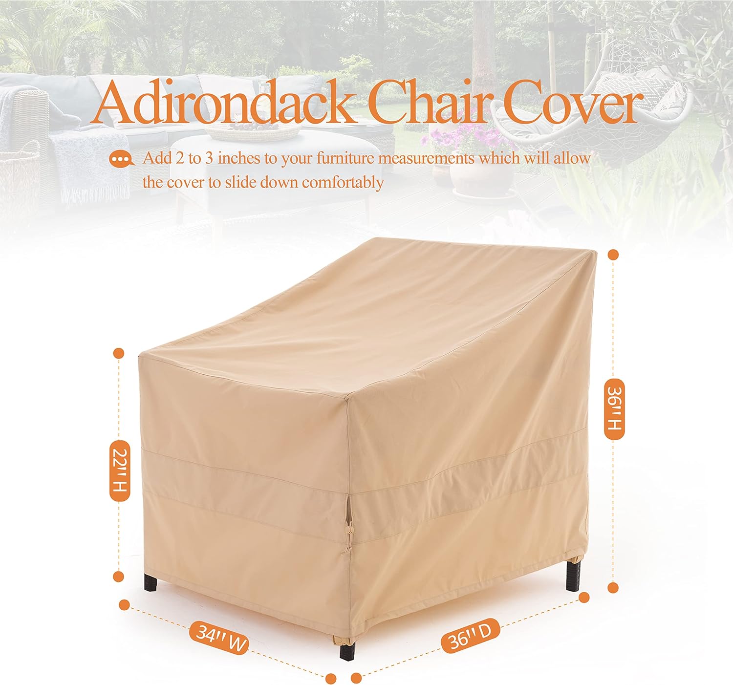 Waterproof Outdoor Patio Chair Covers - Beige - 2Packs - Dancing Garden Collection