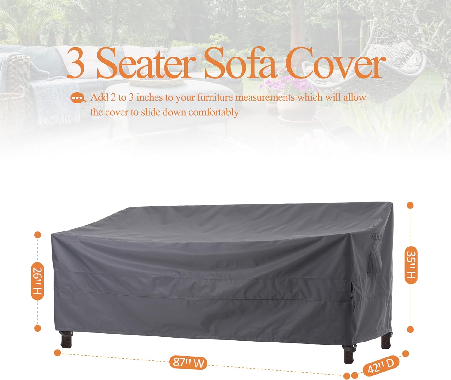 Waterproof Outdoor Patio Sofa/Loveseat/Bench Cover - Gray - Dancing Garden Collection