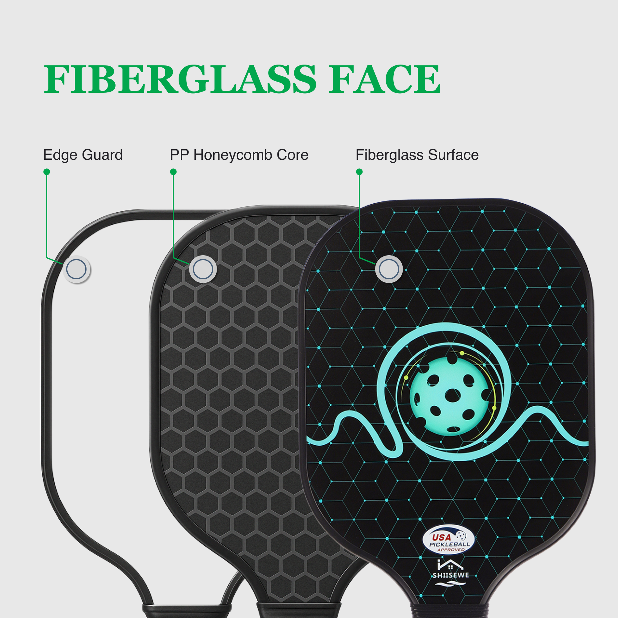 Fiberglass Pickleball Paddle Set – USAPA Approved Pickleball Paddles for Beginners & Adults