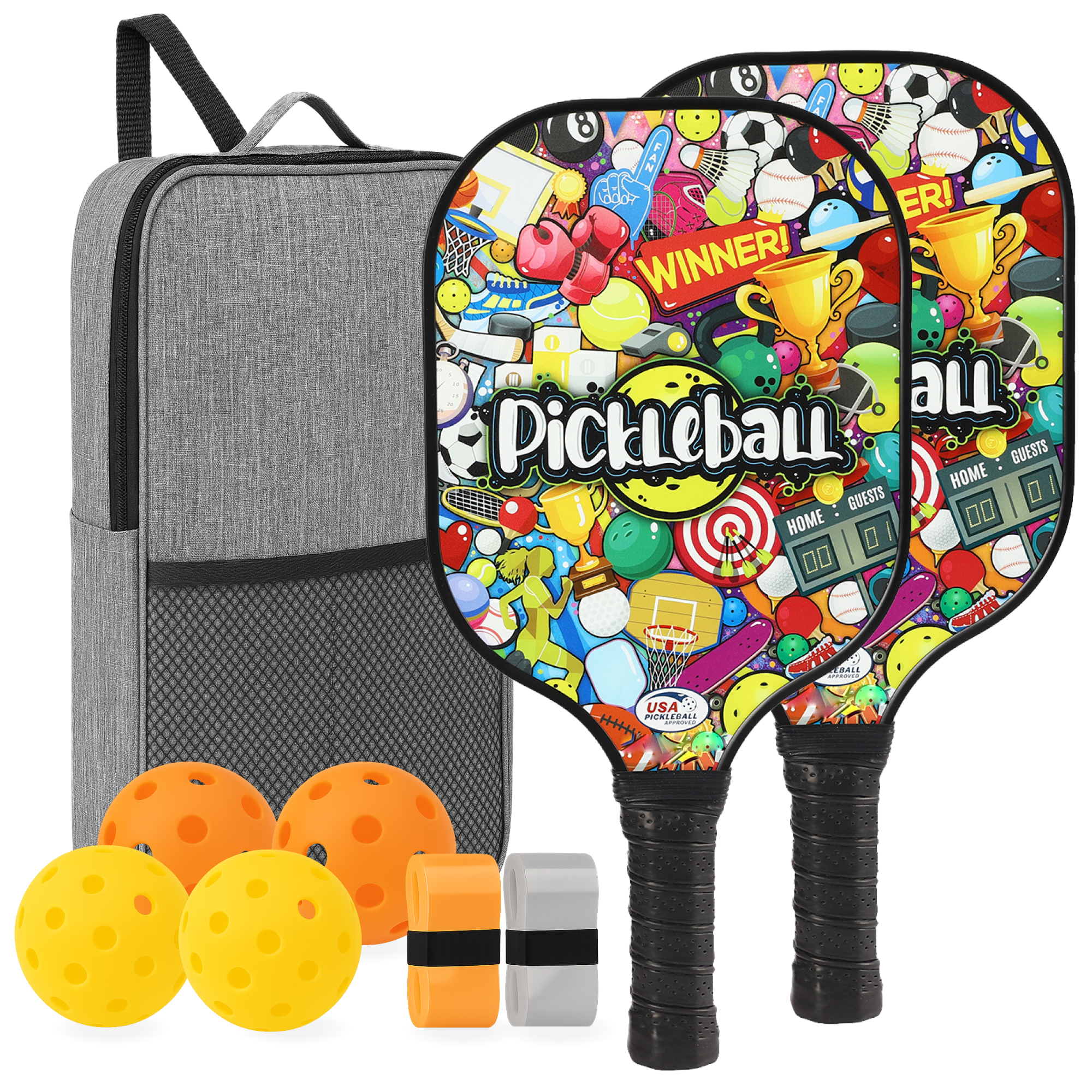 Fiberglass Pickleball Paddle Set – USAPA Approved Pickleball Paddles for Beginners & Adults