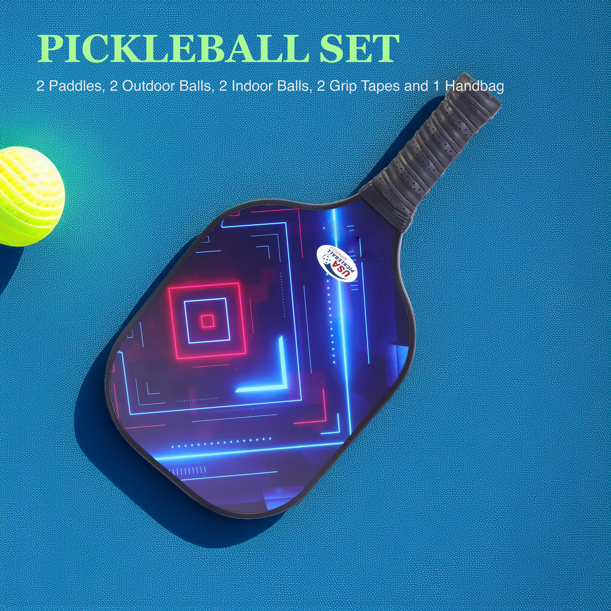 Fiberglass Pickleball Paddle Set – USAPA Approved Pickleball Paddles for Beginners & Adults