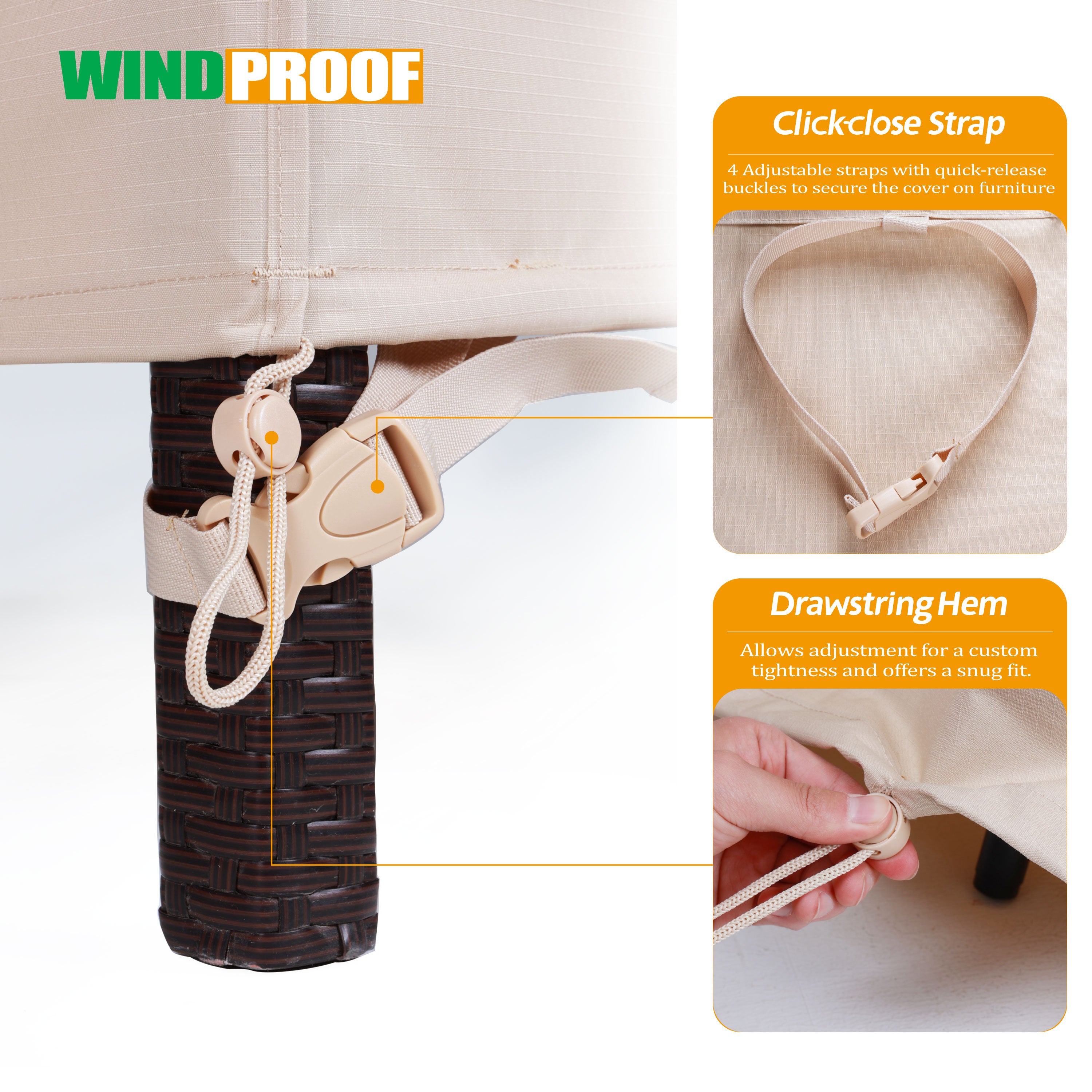 2025 Edition Waterproof Outdoor Patio Chair Cover - Beige