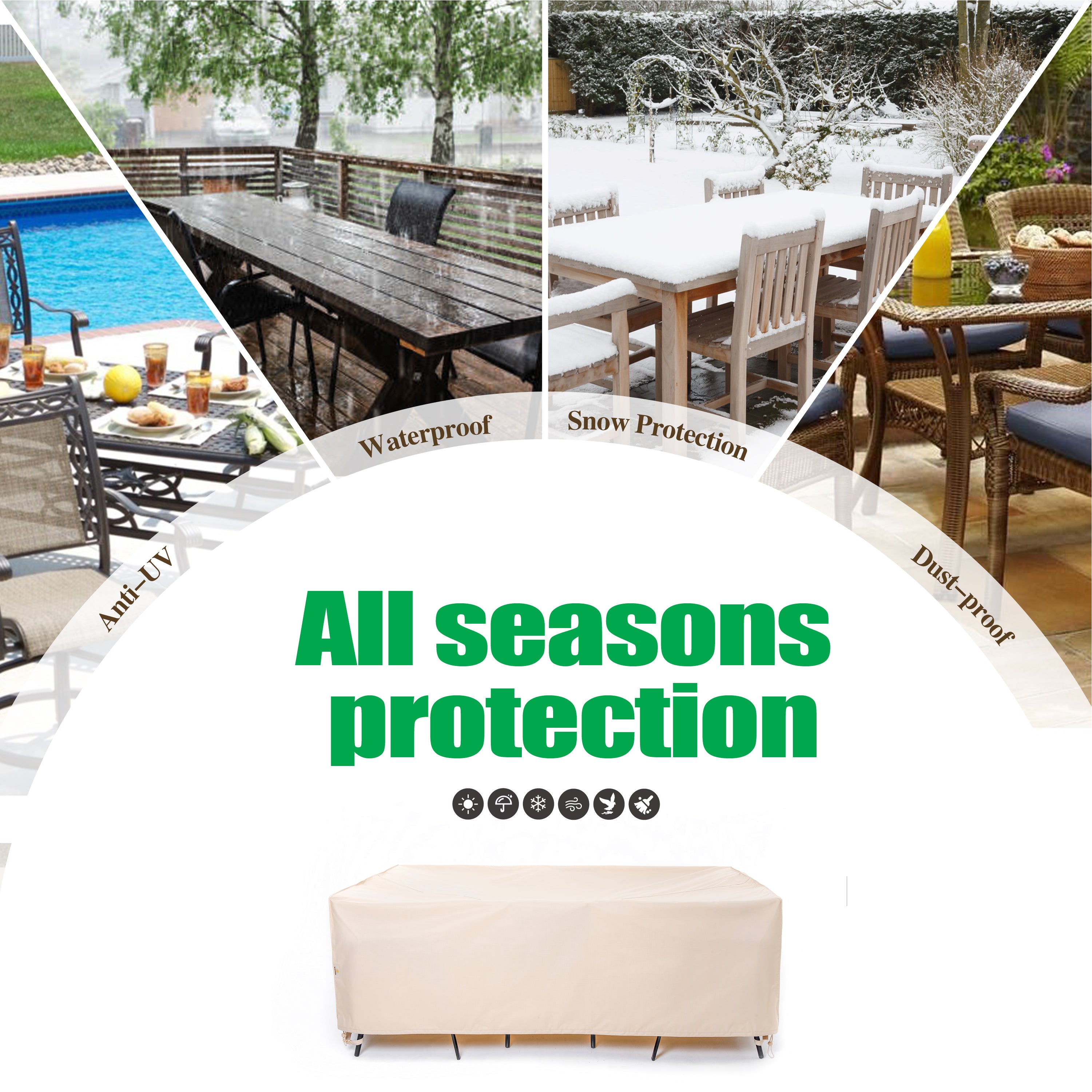 2025 Edition Waterproof Outdoor Patio Rectangular Cover - Beige