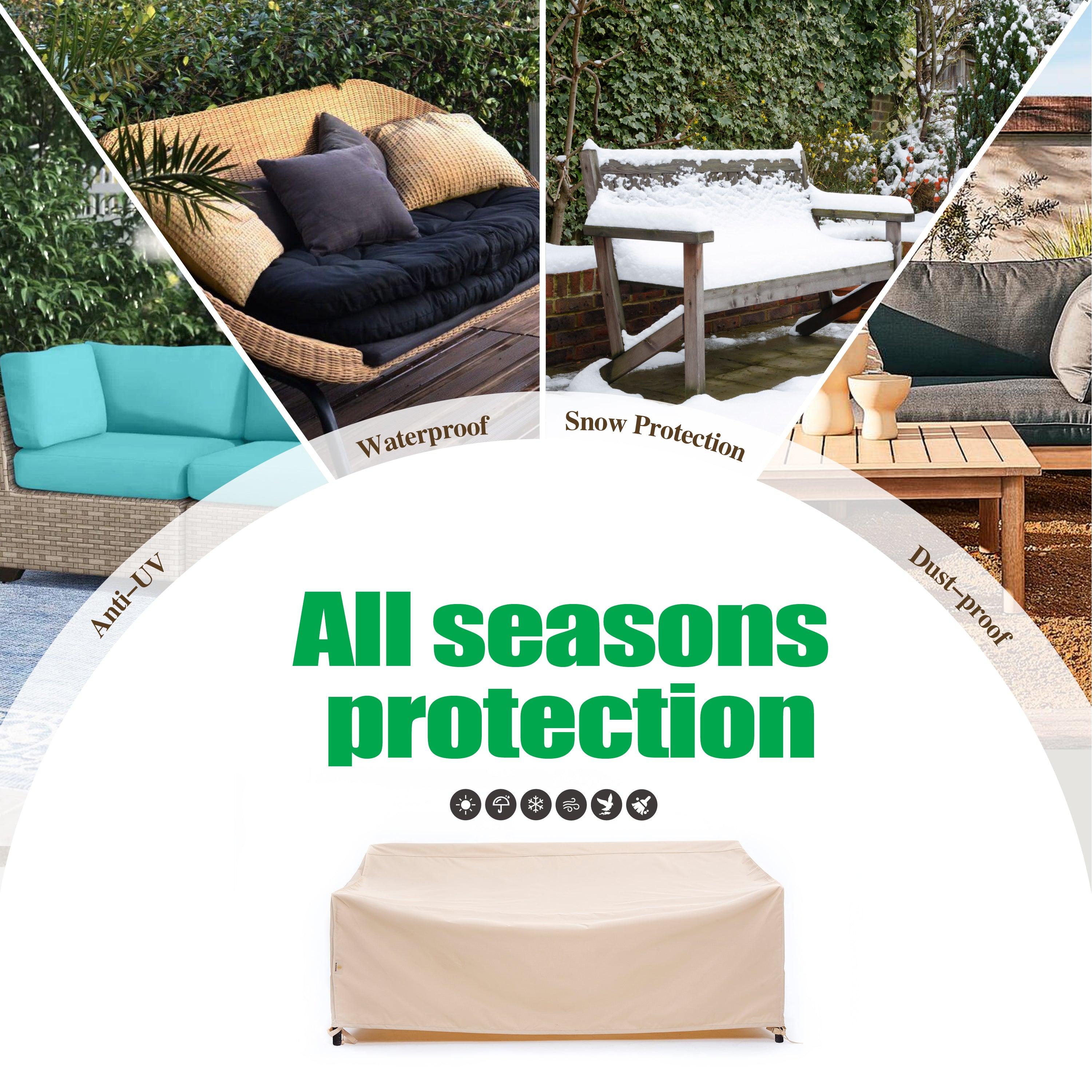 2025 Edition Waterproof Outdoor Patio Sofa/Bench/Loveseat Cover - Beige