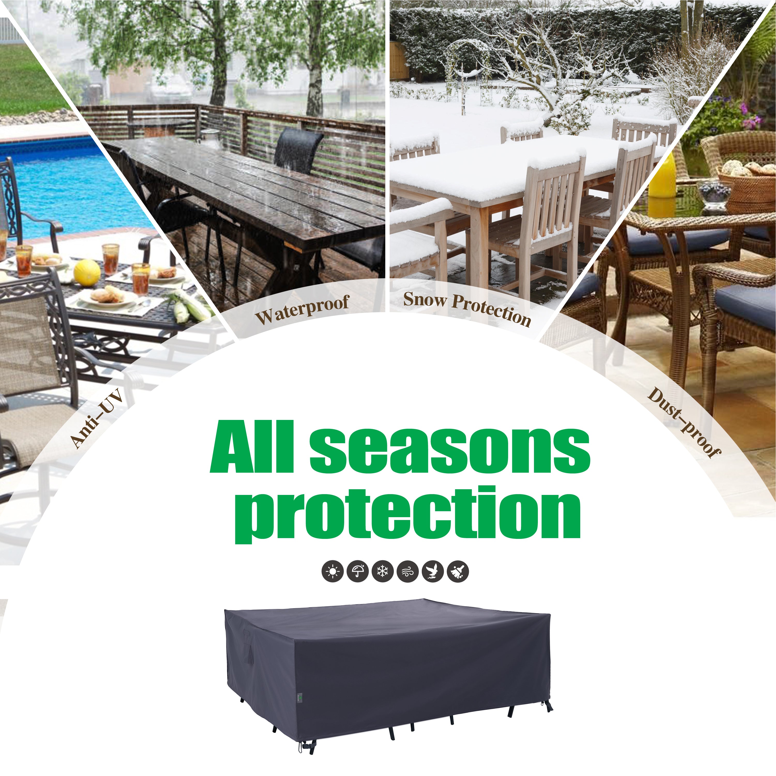 2025 Edition Waterproof Outdoor Patio Rectangular Cover - Grey