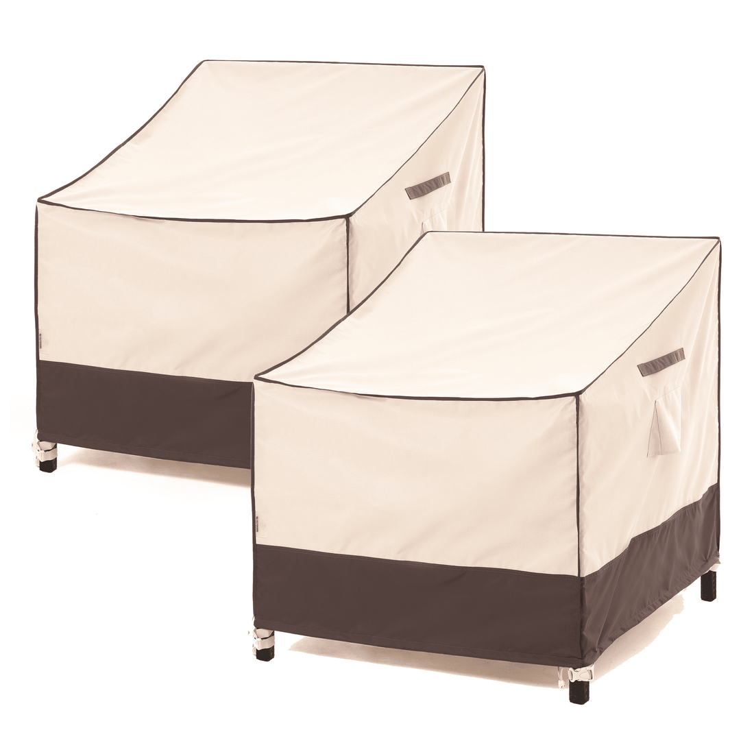 2025 Edition Waterproof Outdoor Patio Chair Covers - Beige+Coffee - 2 Packs.