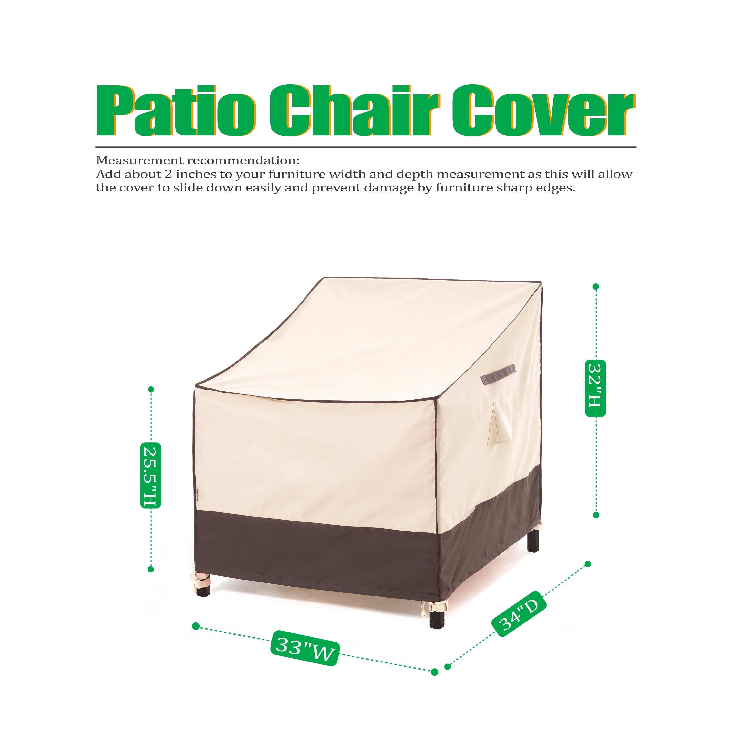 2025 Edition Waterproof Outdoor Patio Chair Covers - Beige+Coffee - 2 Packs
