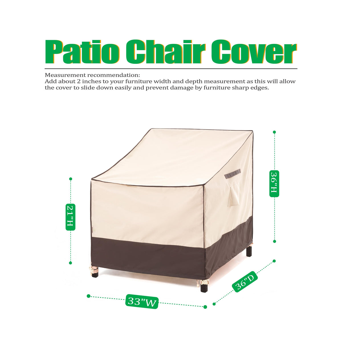 2025 Edition Waterproof Outdoor Patio Chair Covers - Beige+Coffee - 2 Packs.