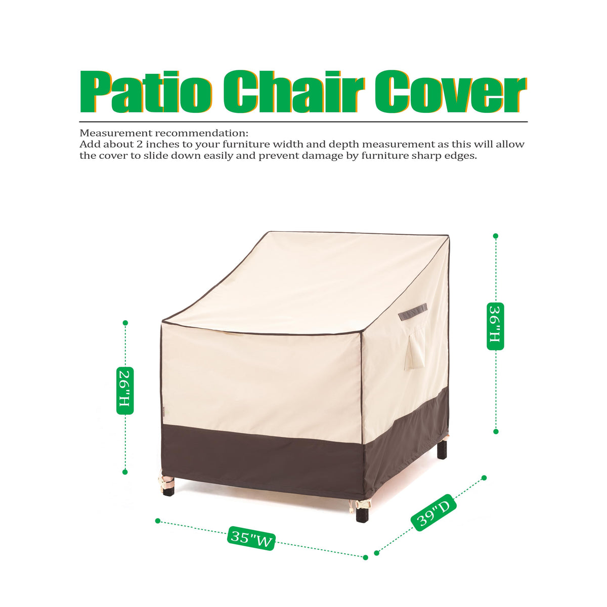 2025 Edition Waterproof Outdoor Patio Chair Covers - Beige+Coffee - 2 Packs.