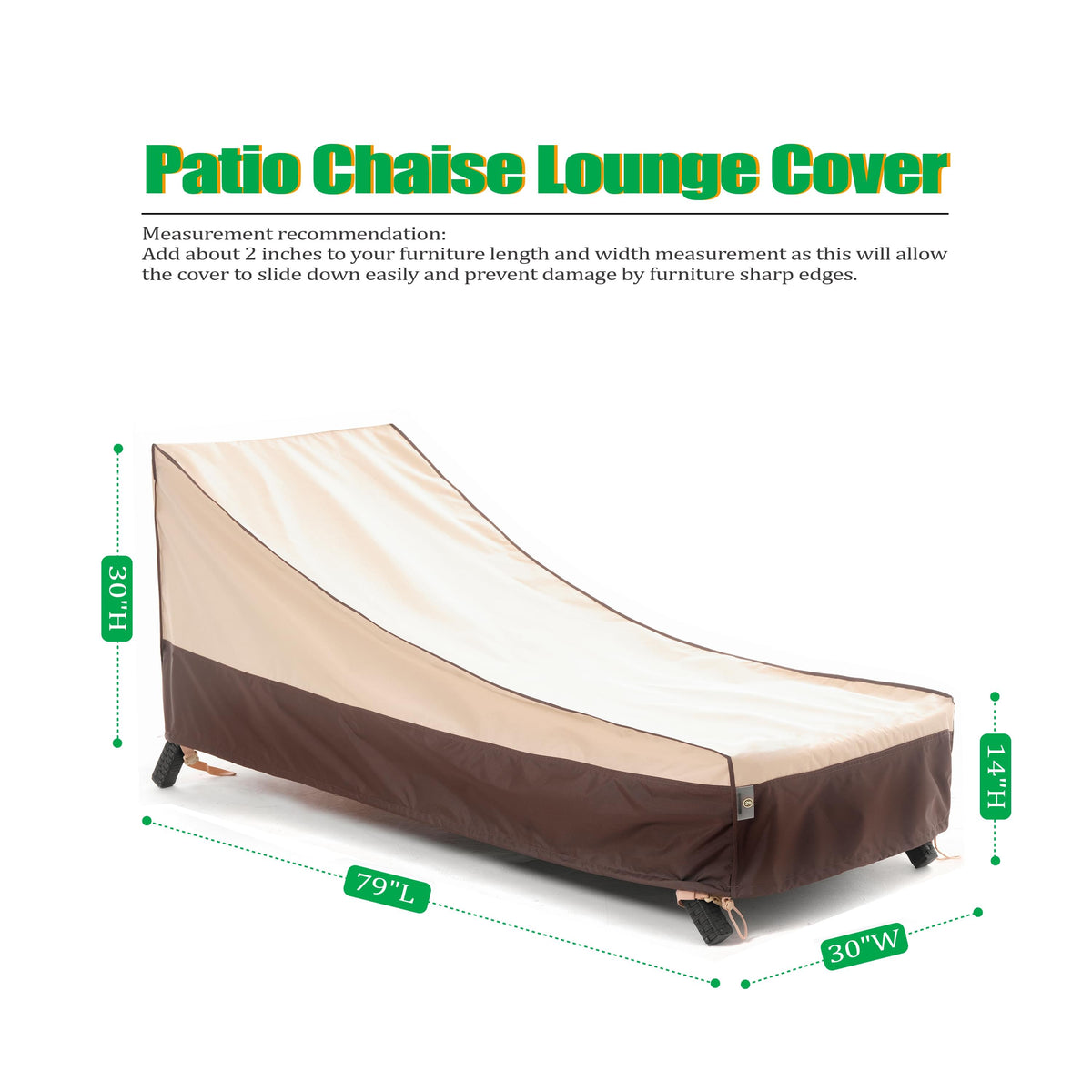 2025 Edition Waterproof Outdoor Patio Chaise Lounge Chair Covers - Beige+Coffee - 2 Packs.