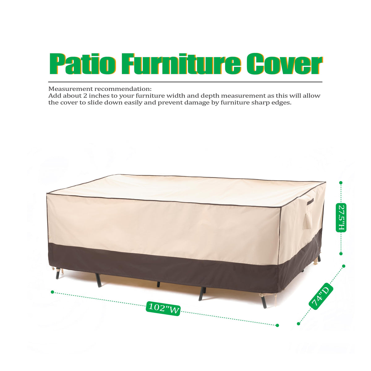 2025 Edition Waterproof Outdoor Patio Rectangular Cover - Beige+Coffee.