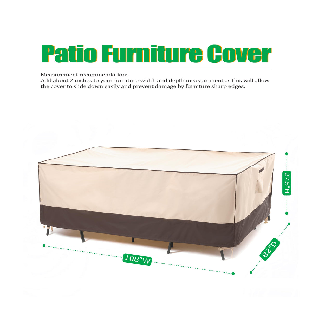 2025 Edition Waterproof Outdoor Patio Rectangular Cover - Beige+Coffee.