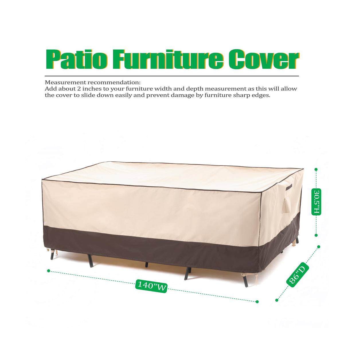 2025 Edition Waterproof Outdoor Patio Rectangular Cover - Beige+Coffee.