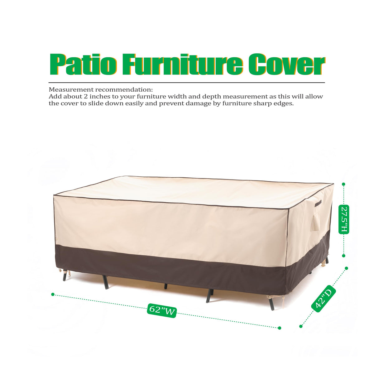 2025 Edition Waterproof Outdoor Patio Rectangular Cover - Beige+Coffee.