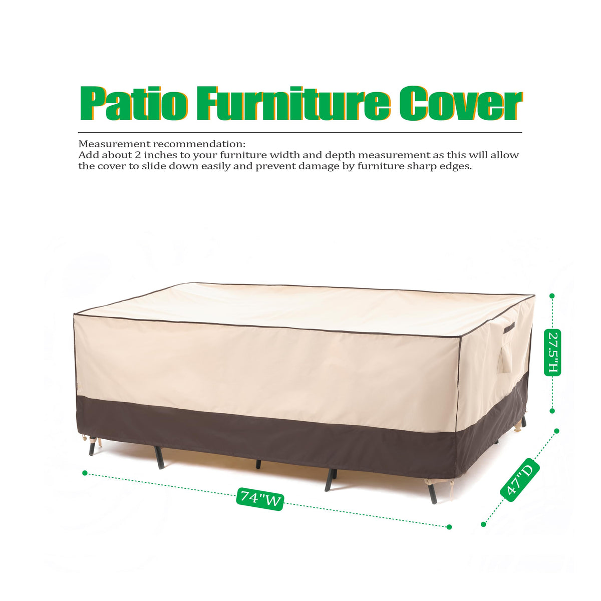 2025 Edition Waterproof Outdoor Patio Rectangular Cover - Beige+Coffee.