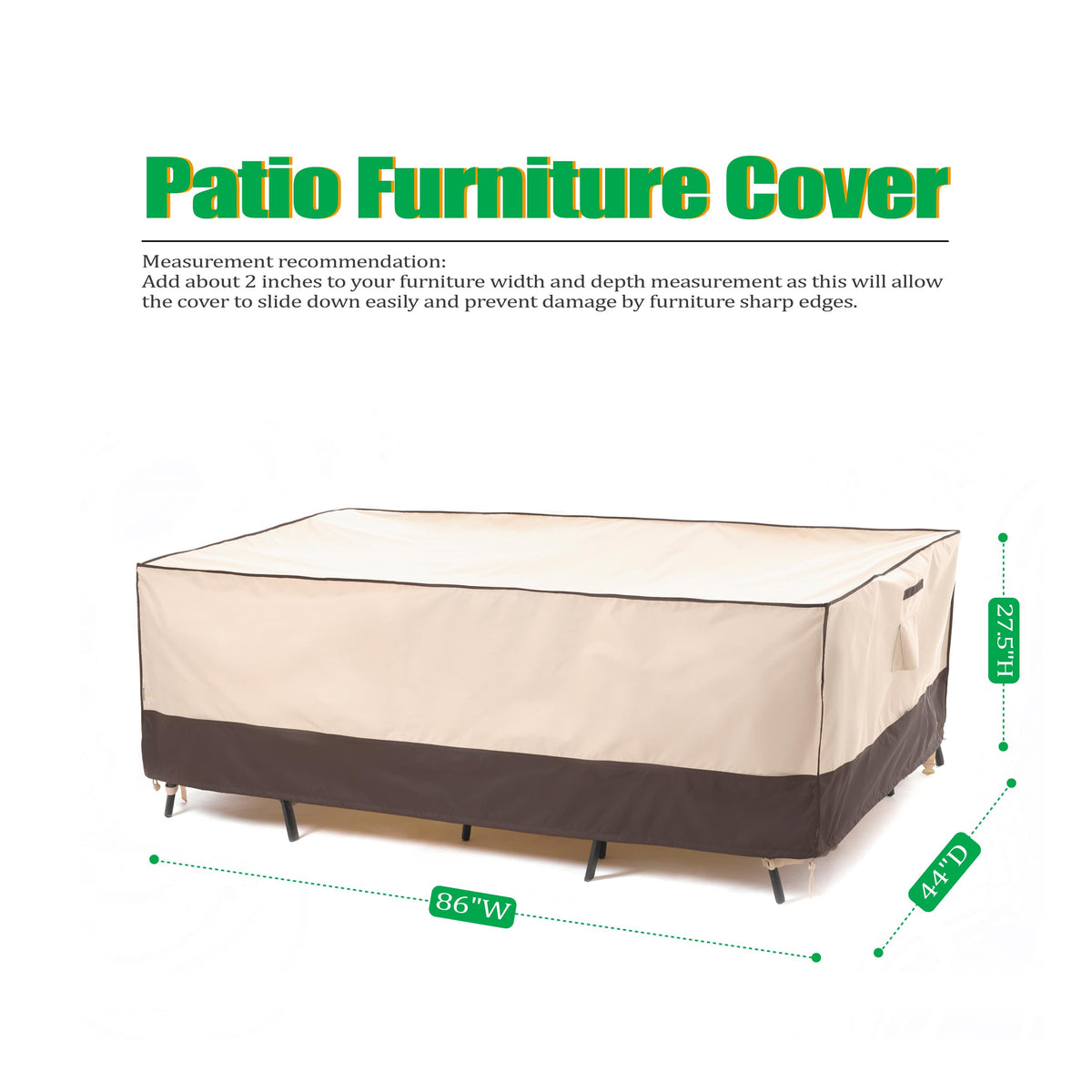 2025 Edition Waterproof Outdoor Patio Rectangular Cover - Beige+Coffee.