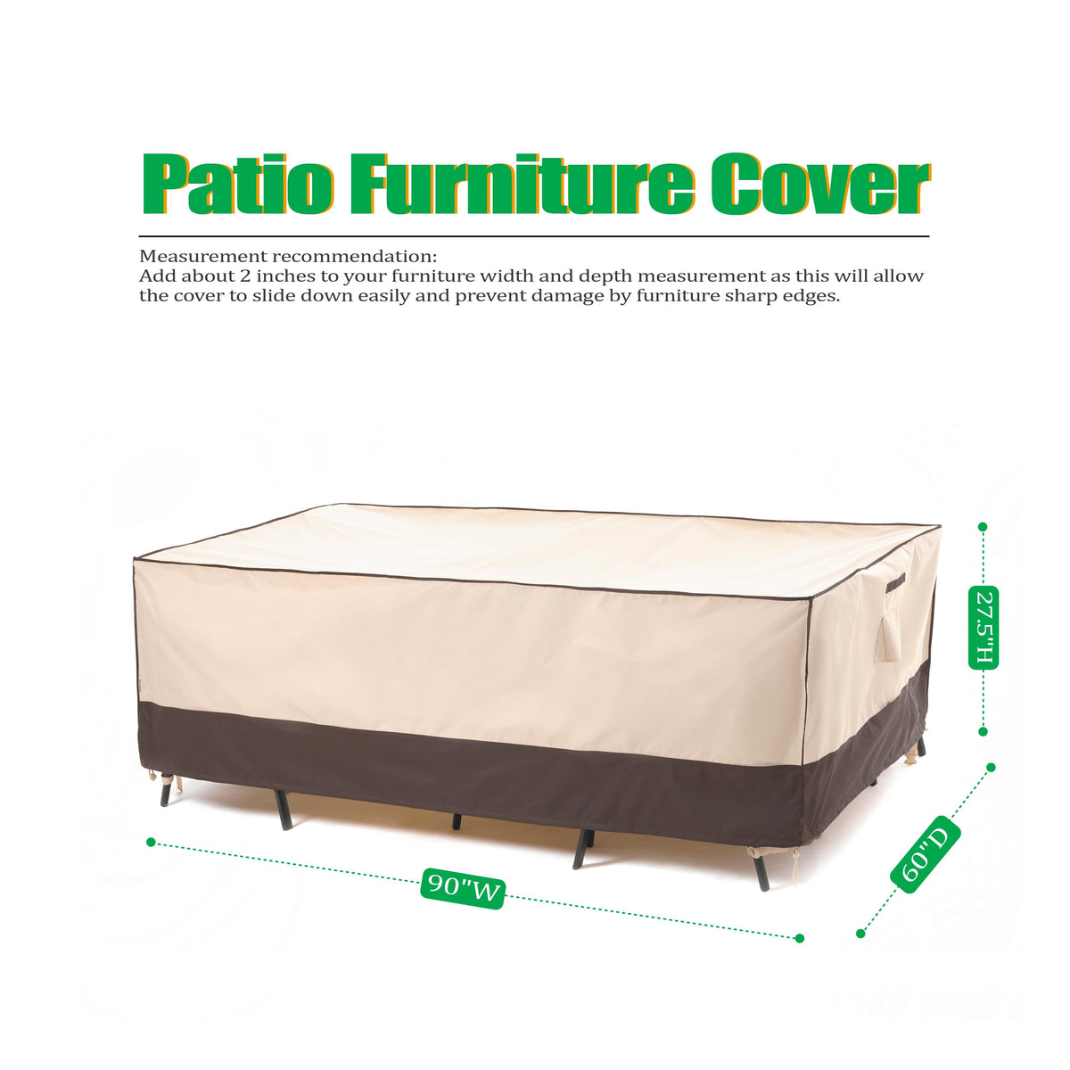 2025 Edition Waterproof Outdoor Patio Rectangular Cover - Beige+Coffee.