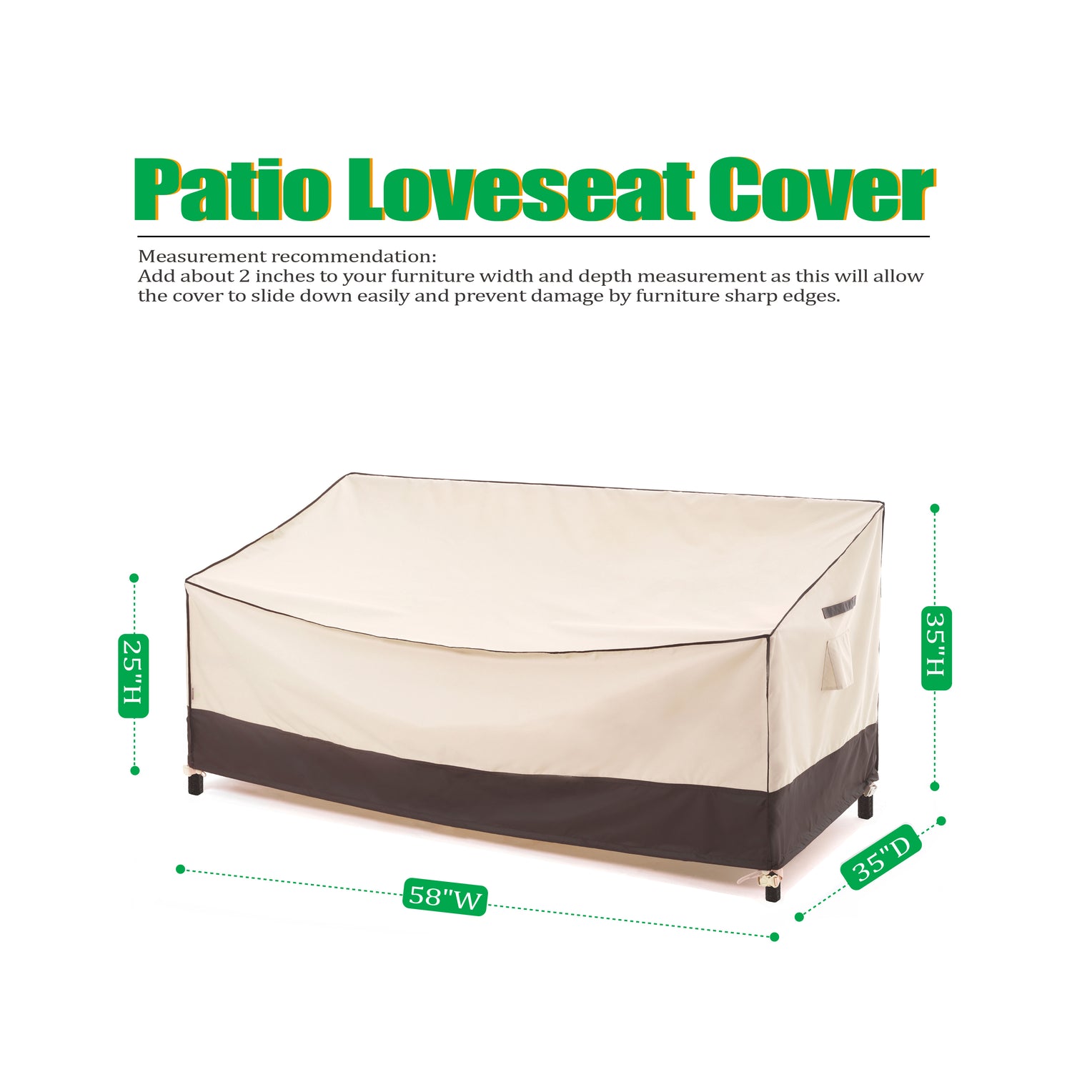 2025 Edition Waterproof Outdoor Patio Sofa/Bench/Loveseat Cover - Beige+Coffee
