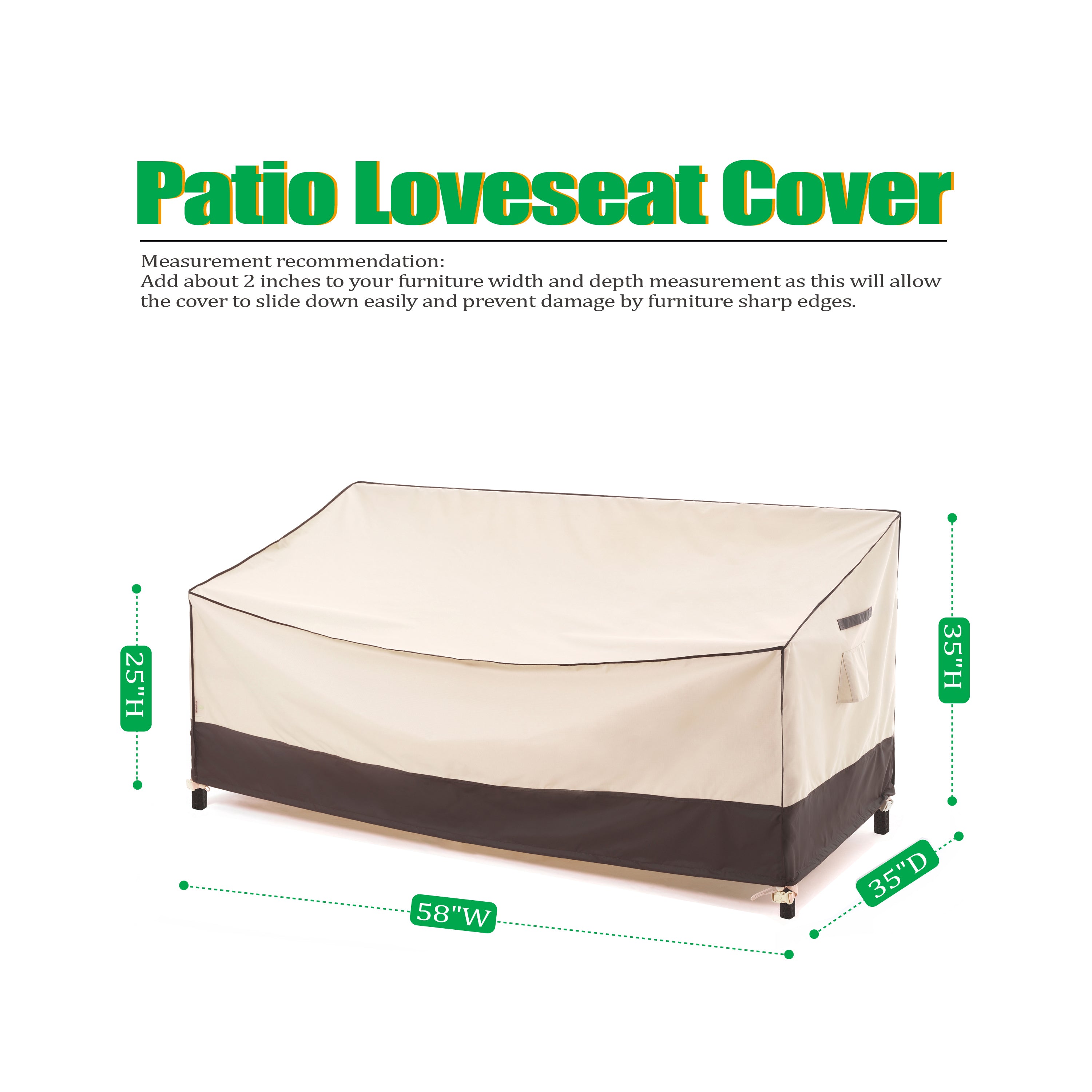 2025 Edition Waterproof Outdoor Patio Sofa/Bench/Loveseat Cover - Beige+Coffee