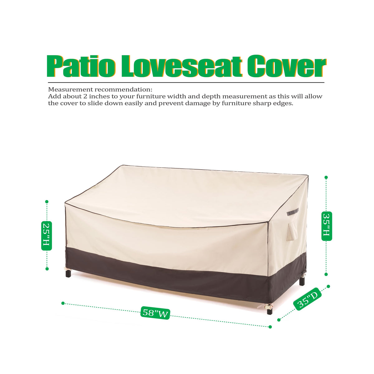 2025 Edition Waterproof Outdoor Patio Sofa/Bench/Loveseat Cover - Beige+Coffee.