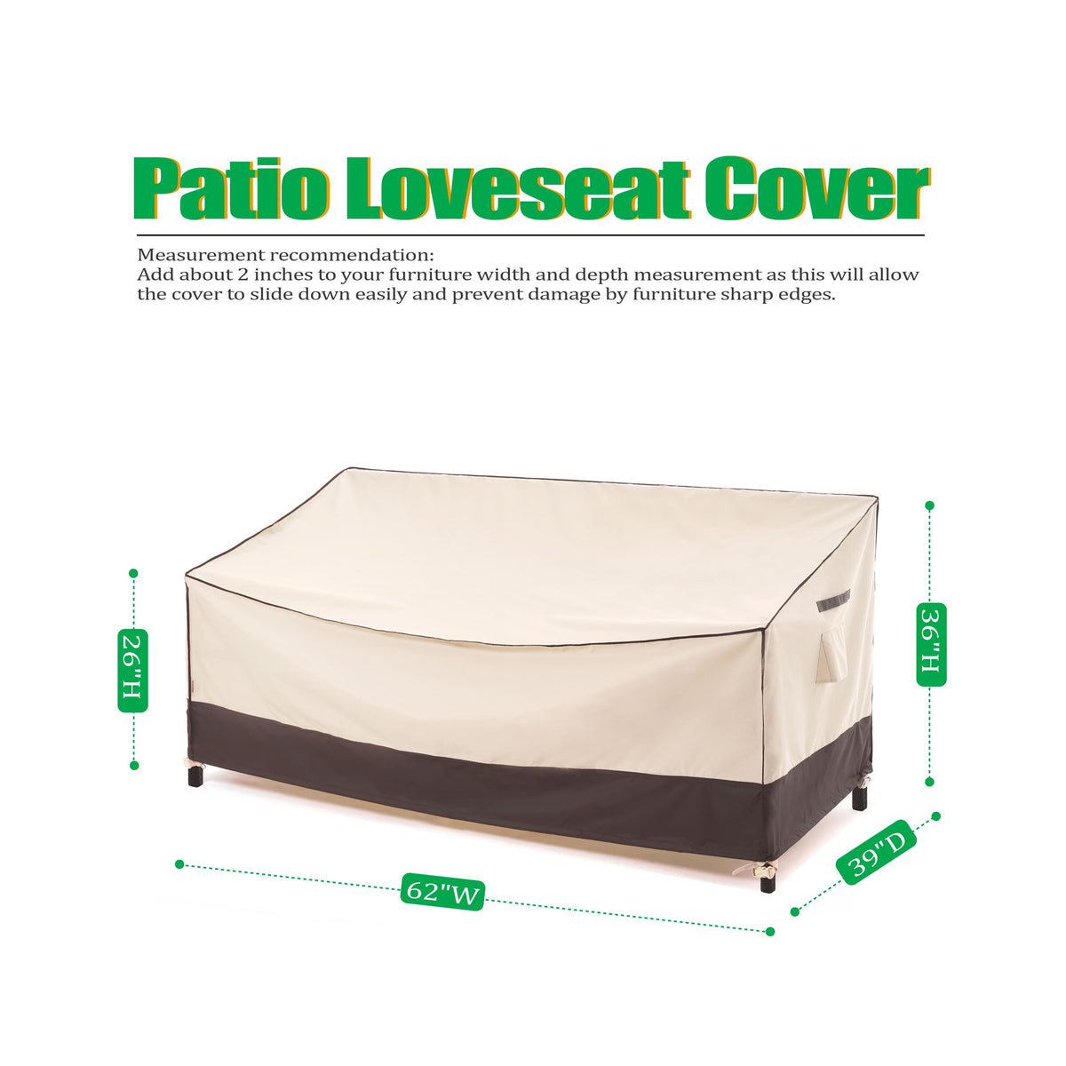 2025 Edition Waterproof Outdoor Patio Sofa/Bench/Loveseat Cover - Beige+Coffee.