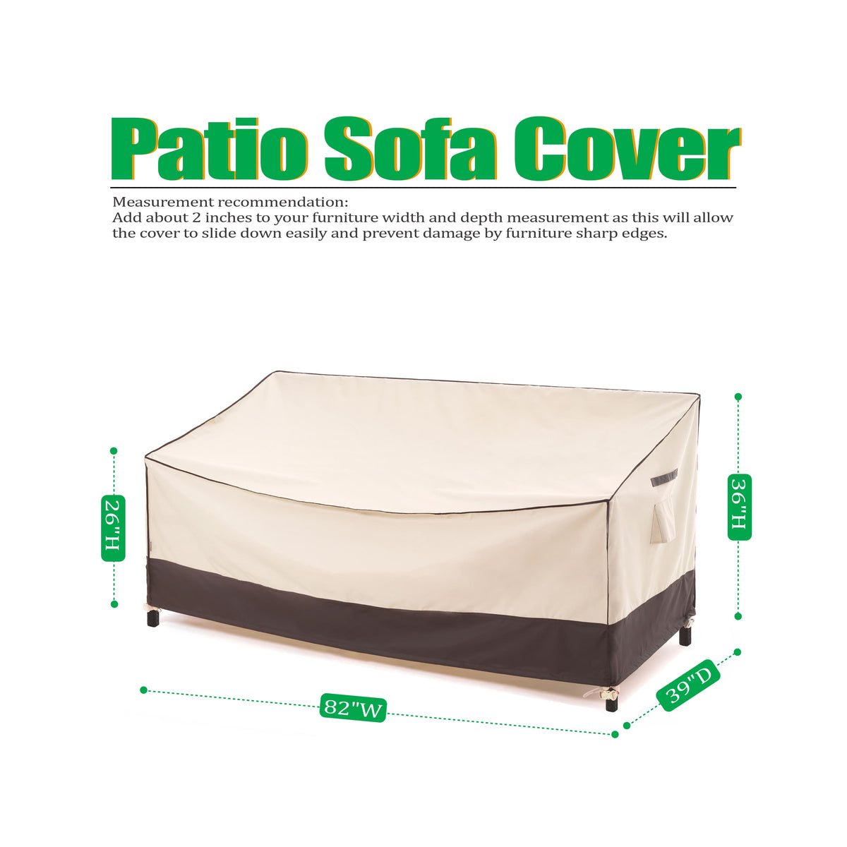 2025 Edition Waterproof Outdoor Patio Sofa/Bench/Loveseat Cover - Beige+Coffee.