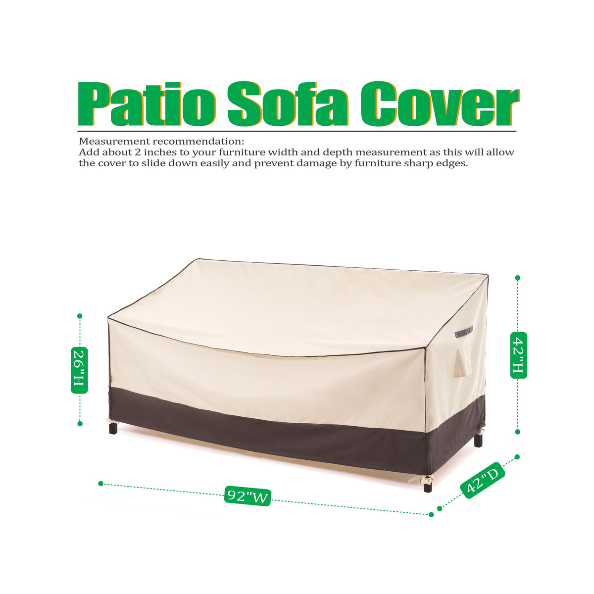 2025 Edition Waterproof Outdoor Patio Sofa/Bench/Loveseat Cover - Beige+Coffee.