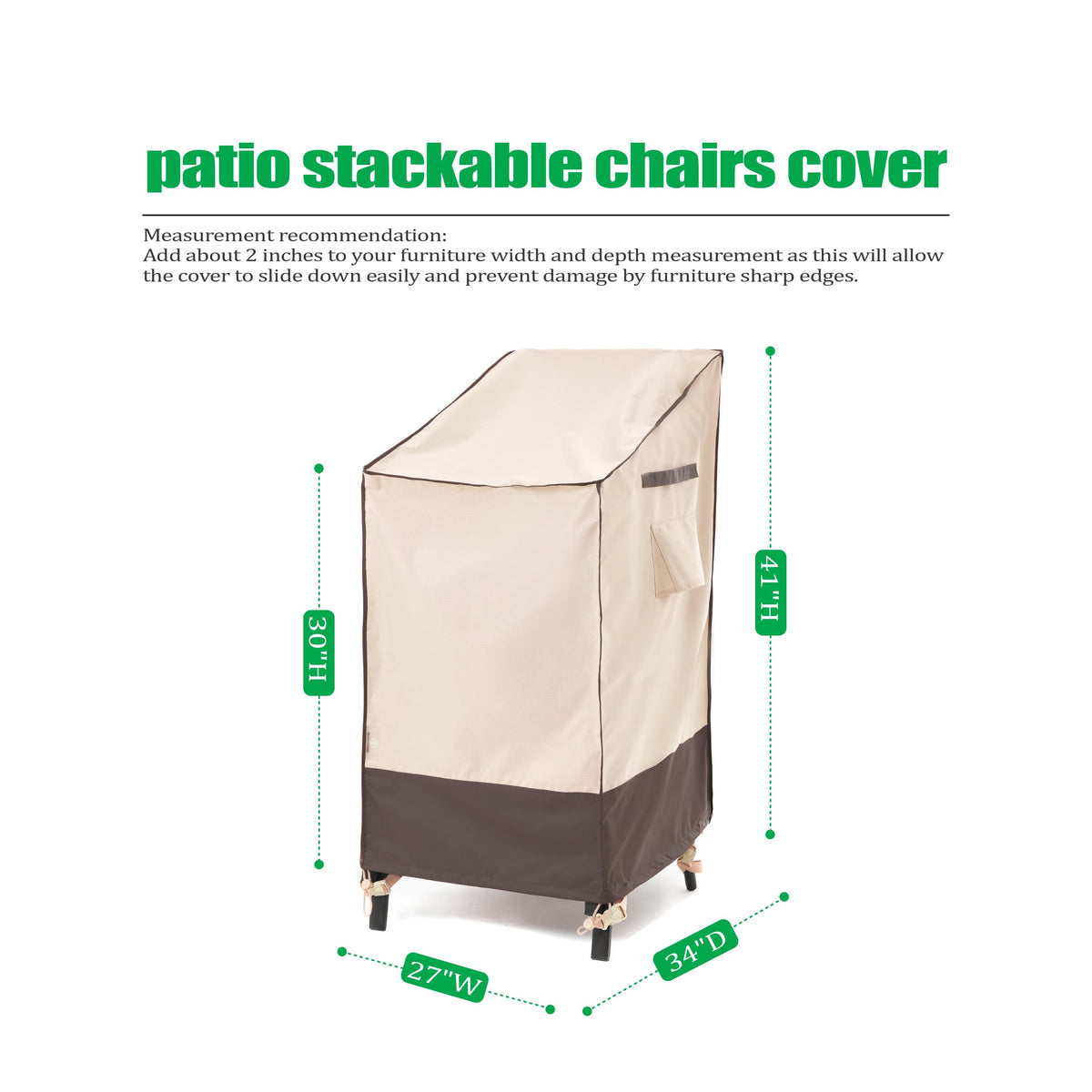 2025 Edition Waterproof Outdoor Patio Stackable Chair Cover - Beige+Coffee.
