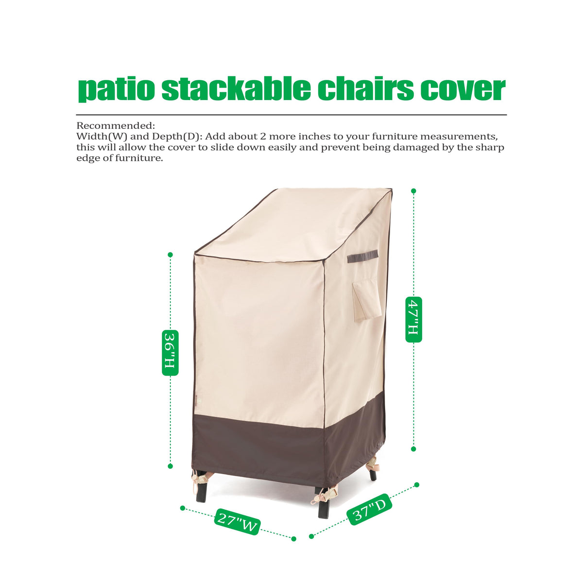 2025 Edition Waterproof Outdoor Patio Stackable Chair Cover - Beige+Coffee.