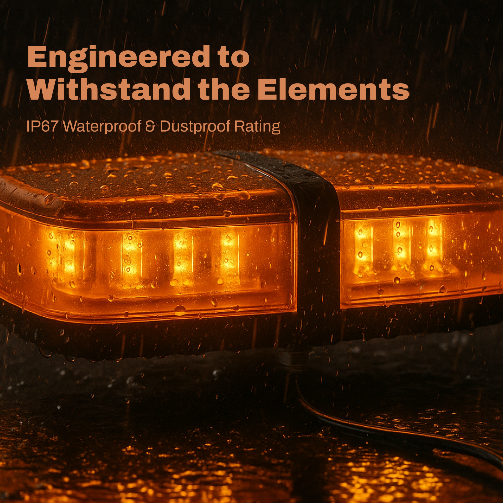 LB1100 Series 11" Amber Lens / Amber LED Light Bar (Post Mount, 3-Wire Cable)