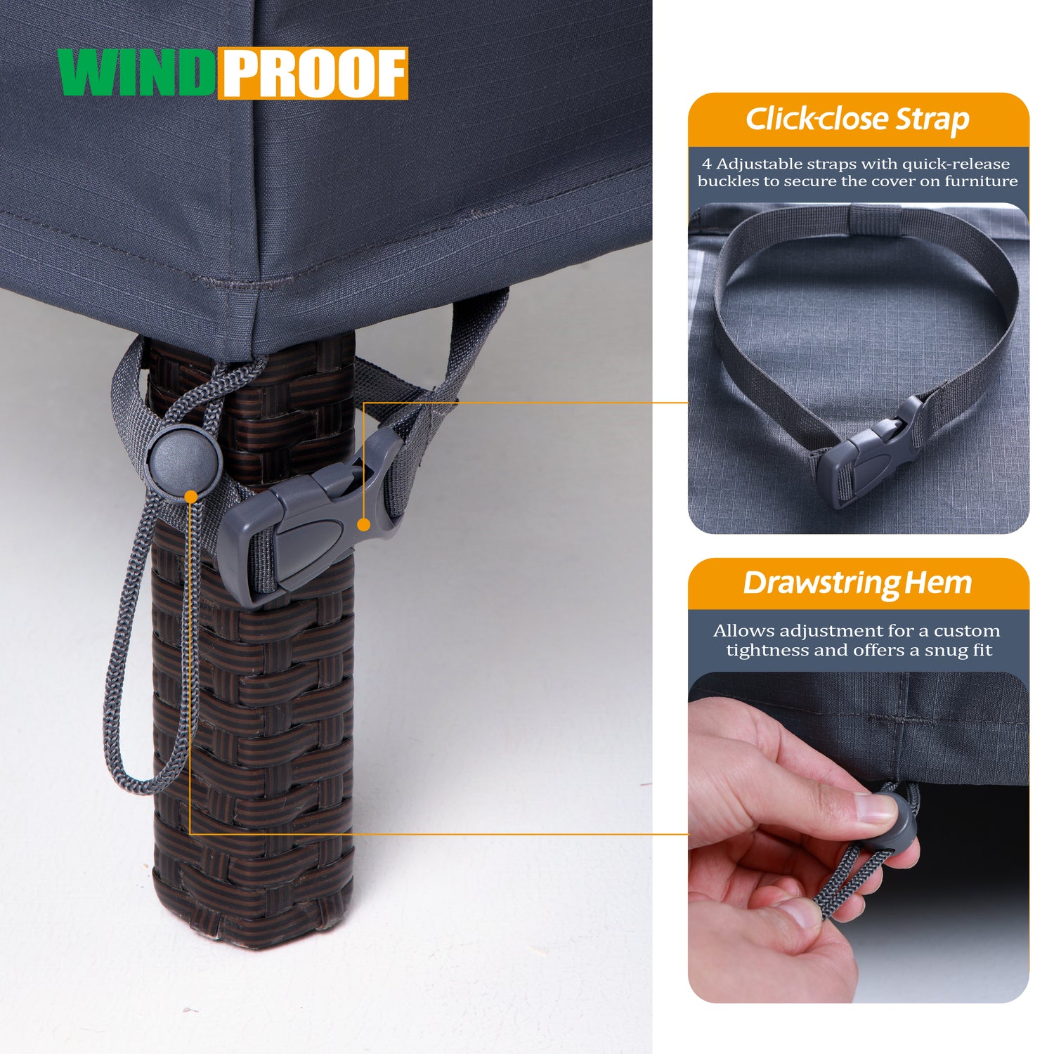 2025 Edition Waterproof Outdoor Patio Round Cover - Grey