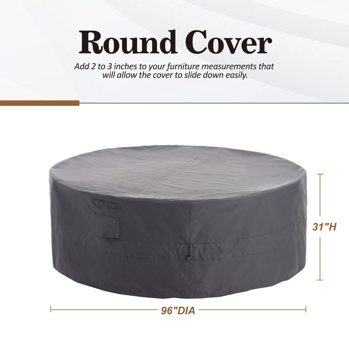 Waterproof Outdoor Patio Round Cover - Gray - Dancing Garden Collection.