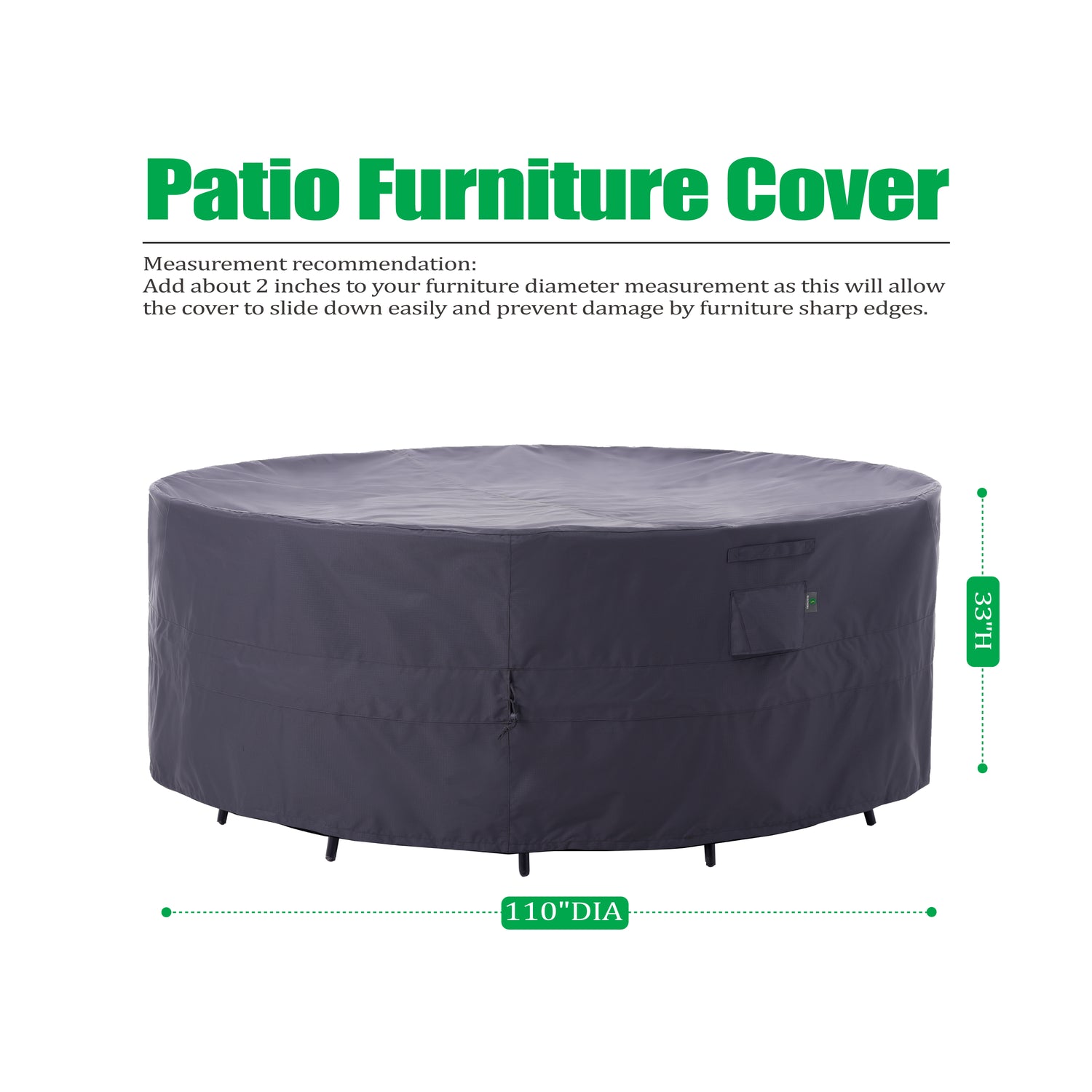 2025 Luxury Edition Waterproof Outdoor Patio Round Cover - Grey