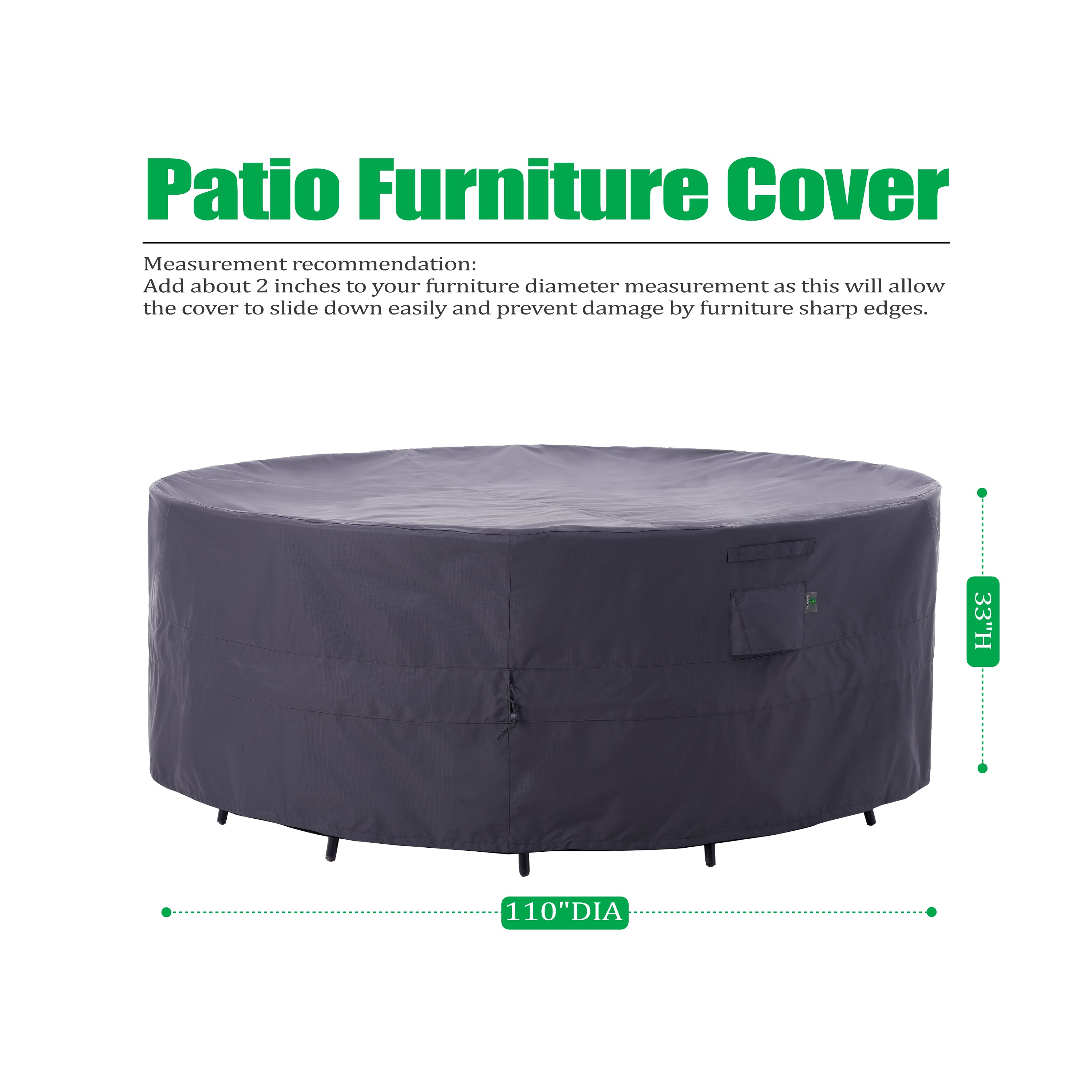2025 Luxury Edition Waterproof Outdoor Patio Round Cover - Grey