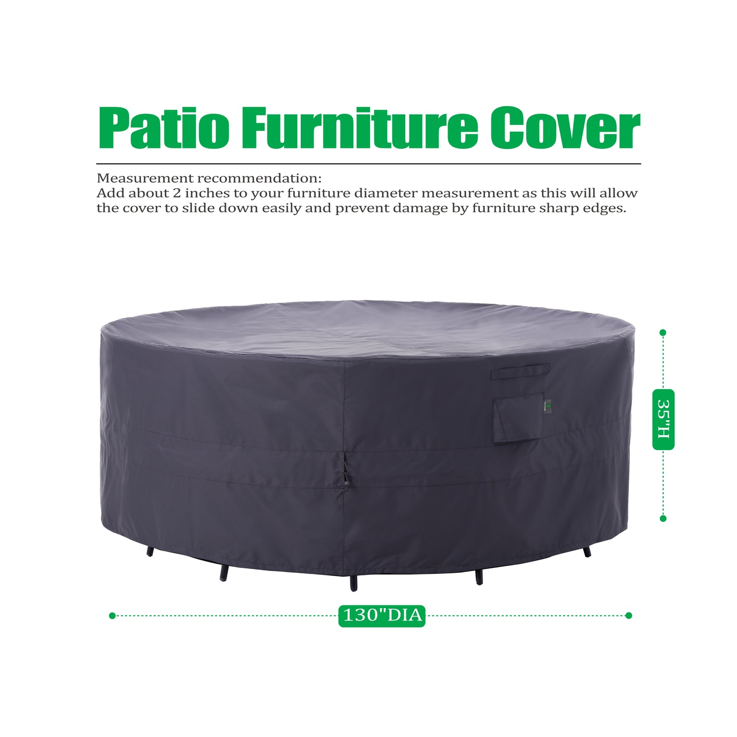 2025 Luxury Edition Waterproof Outdoor Patio Round Cover - Grey