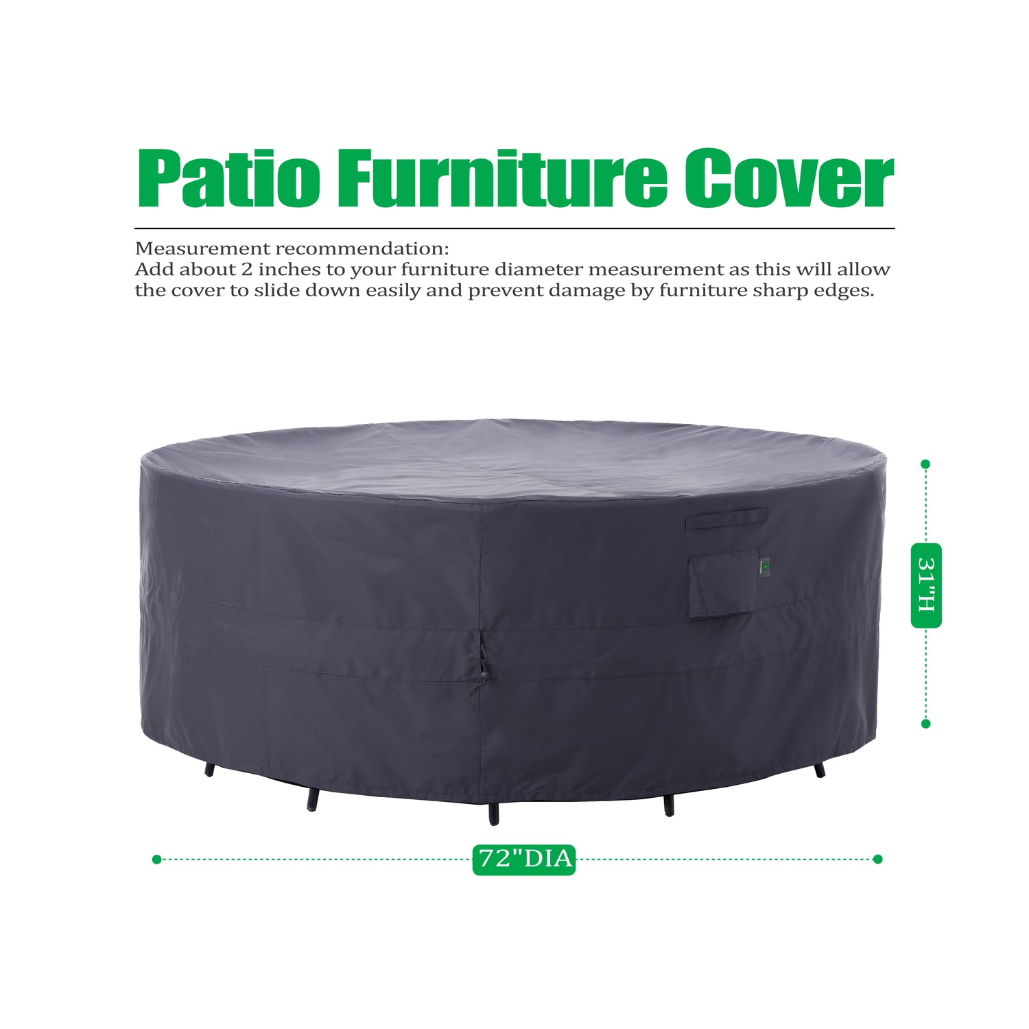 2025 Luxury Edition Waterproof Outdoor Patio Round Cover - Grey