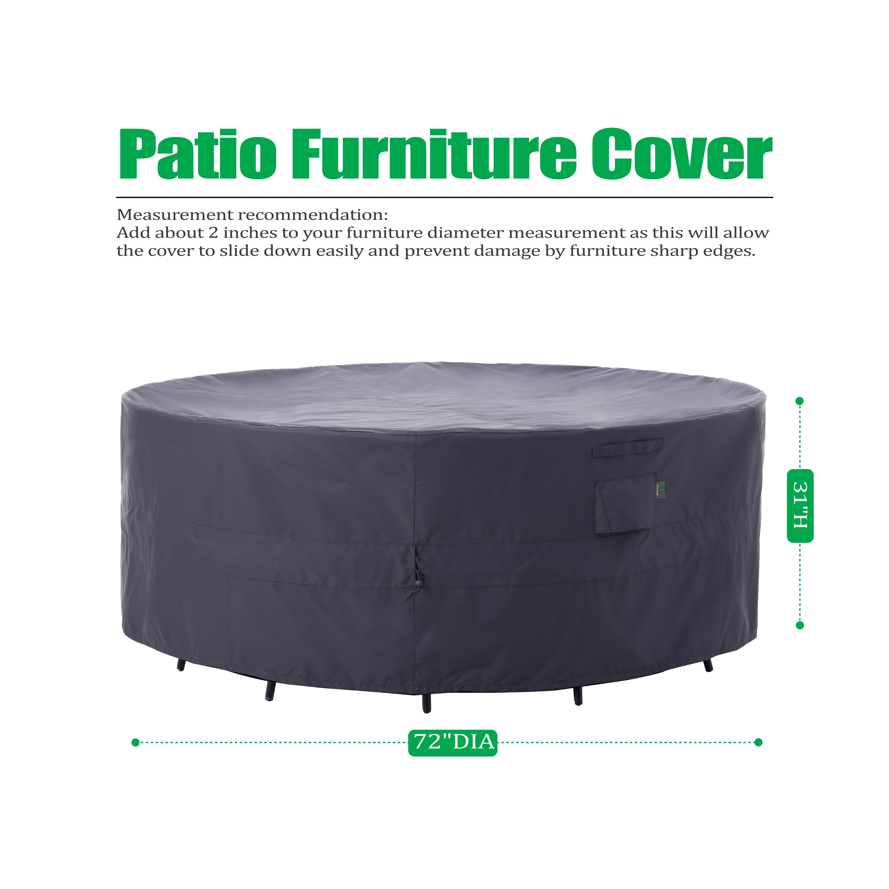 2025 Luxury Edition Waterproof Outdoor Patio Round Cover - Grey