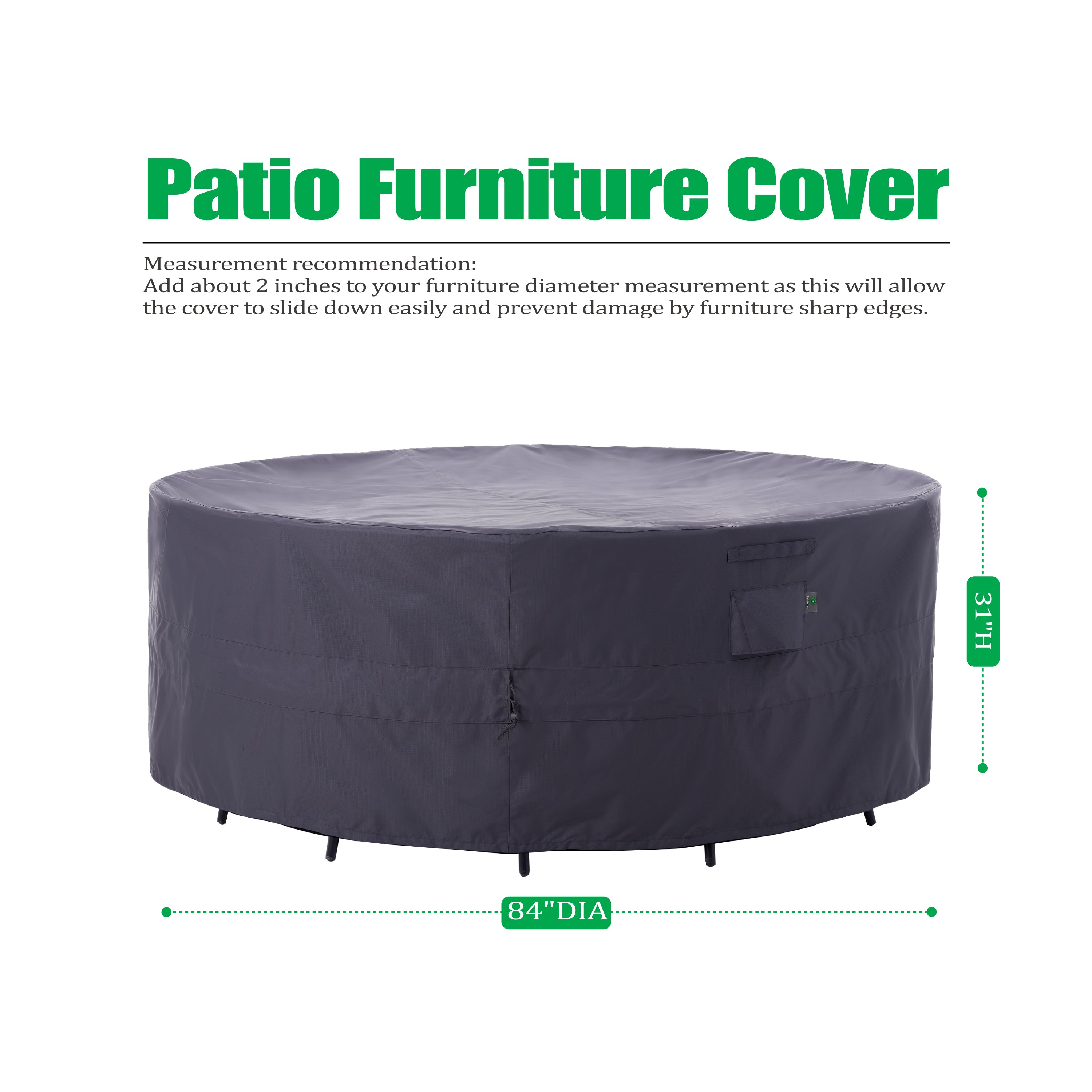 2025 Luxury Edition Waterproof Outdoor Patio Round Cover - Grey