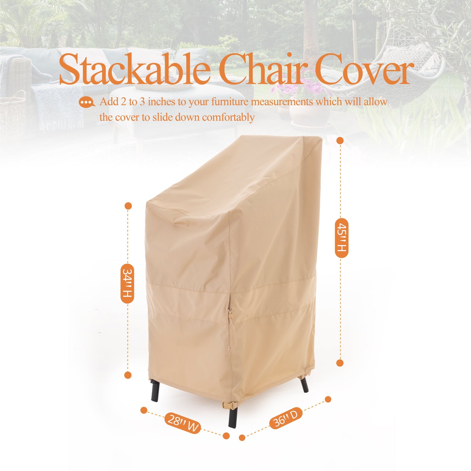 Waterproof Outdoor Patio Stackable Chair Cover - Beige - Dancing Garden Collection
