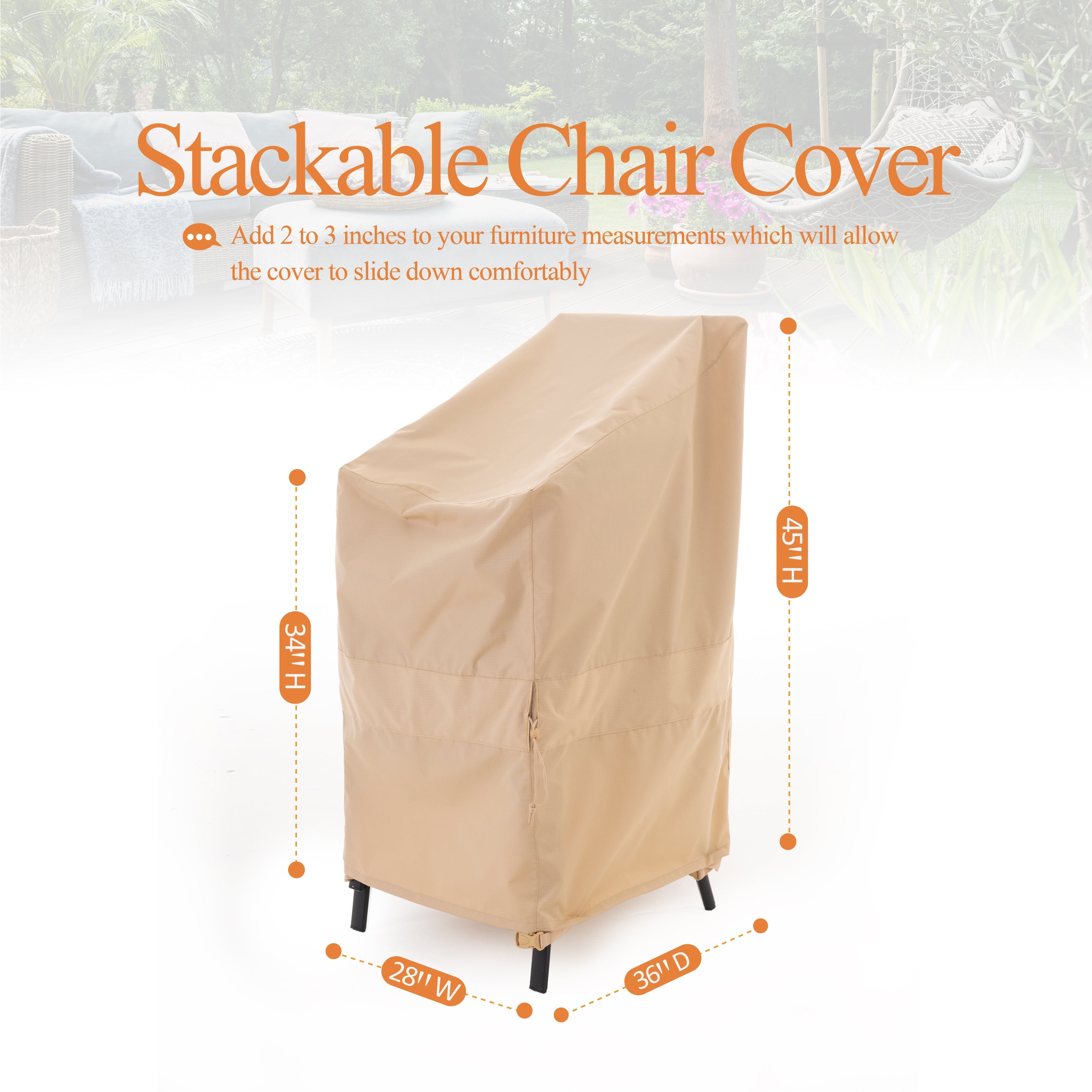 Waterproof Outdoor Patio Stackable Chair Cover - Beige - Dancing Garden Collection