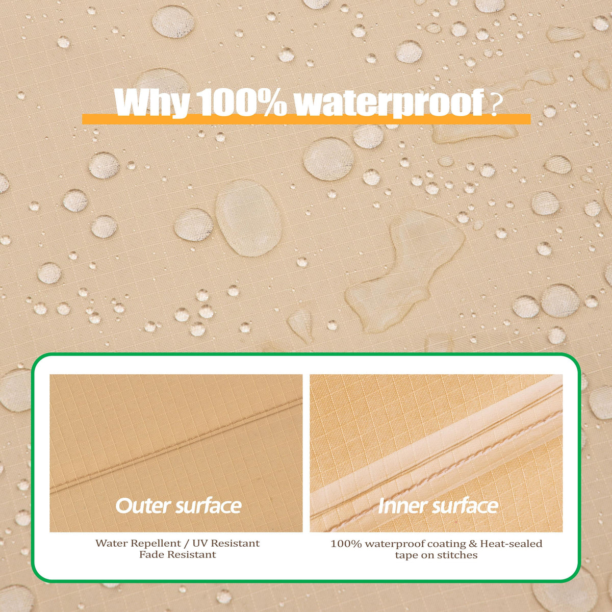 2025 Edition Waterproof Outdoor Patio Rectangular Cover - Beige+Coffee.